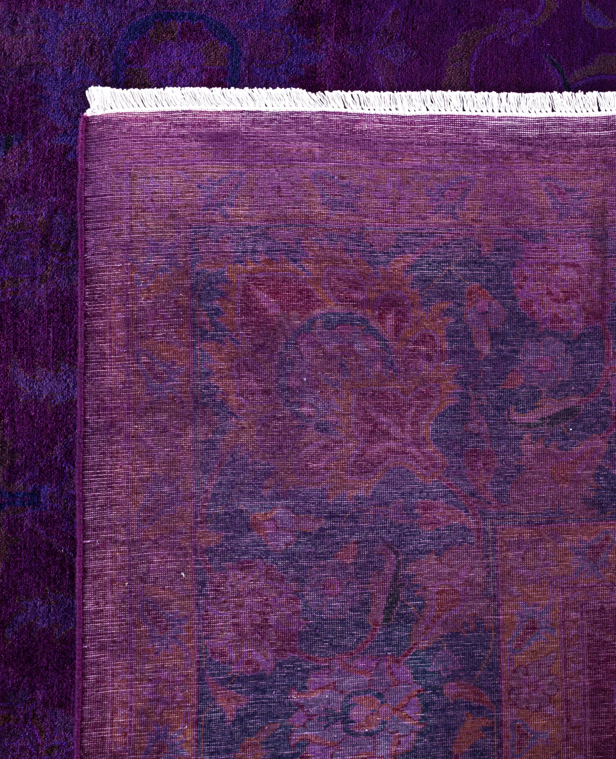 Overdyed One-of-a-Kind Wolle lila Bereich Teppich 9' 2