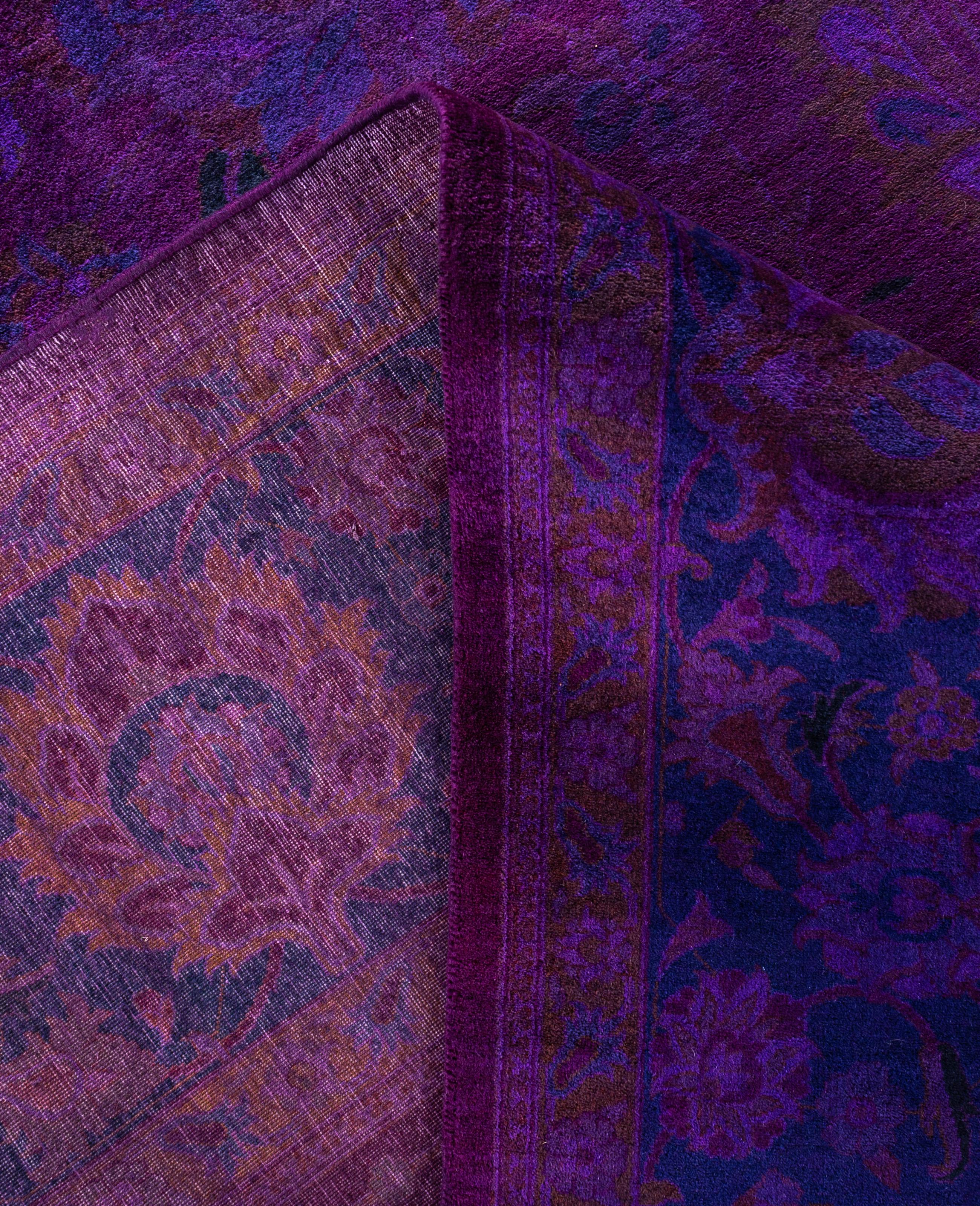 Overdyed One-of-a-Kind Wolle lila Bereich Teppich 9' 2