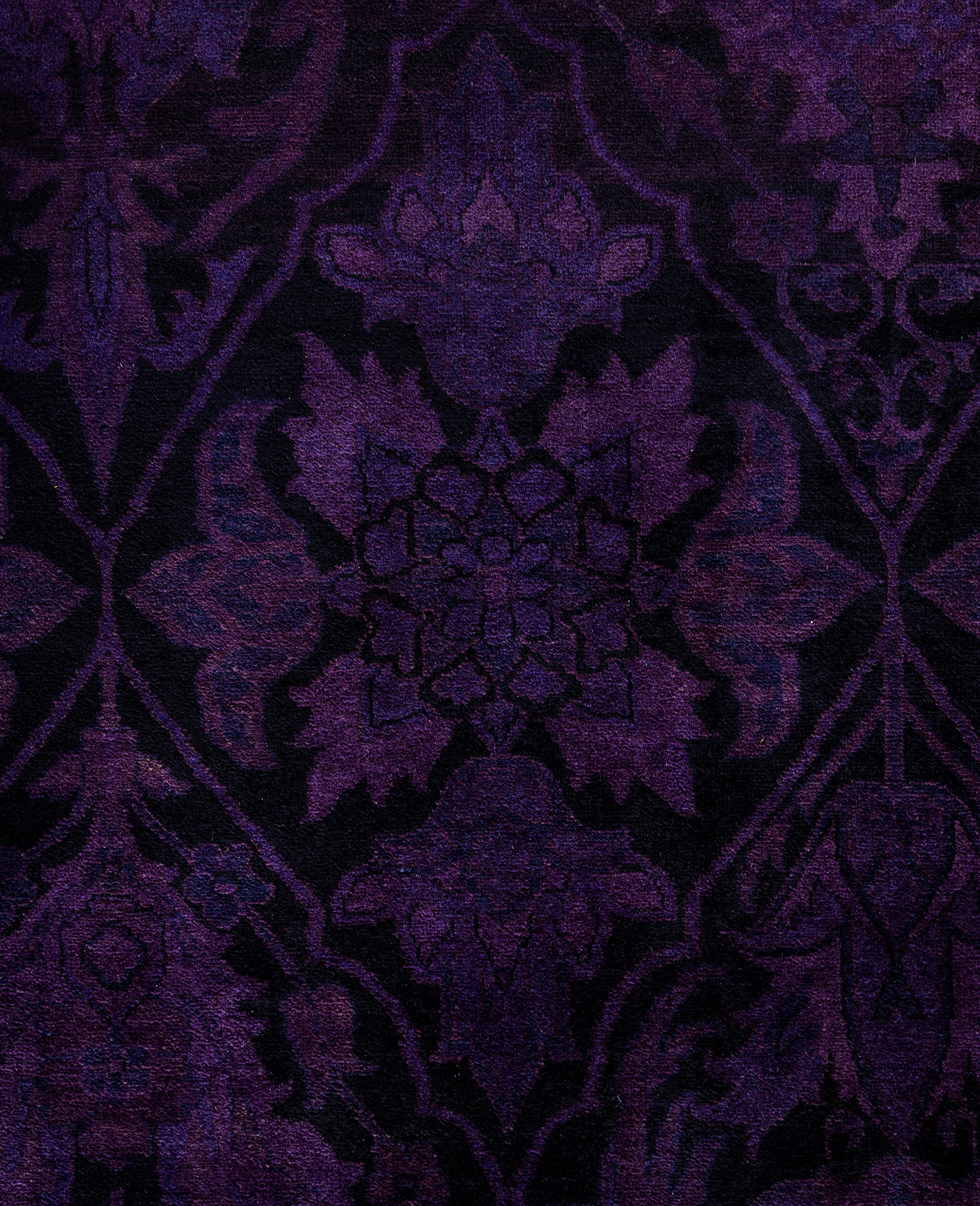 Alfombra de lana Overdyed Única púrpura 9' 3