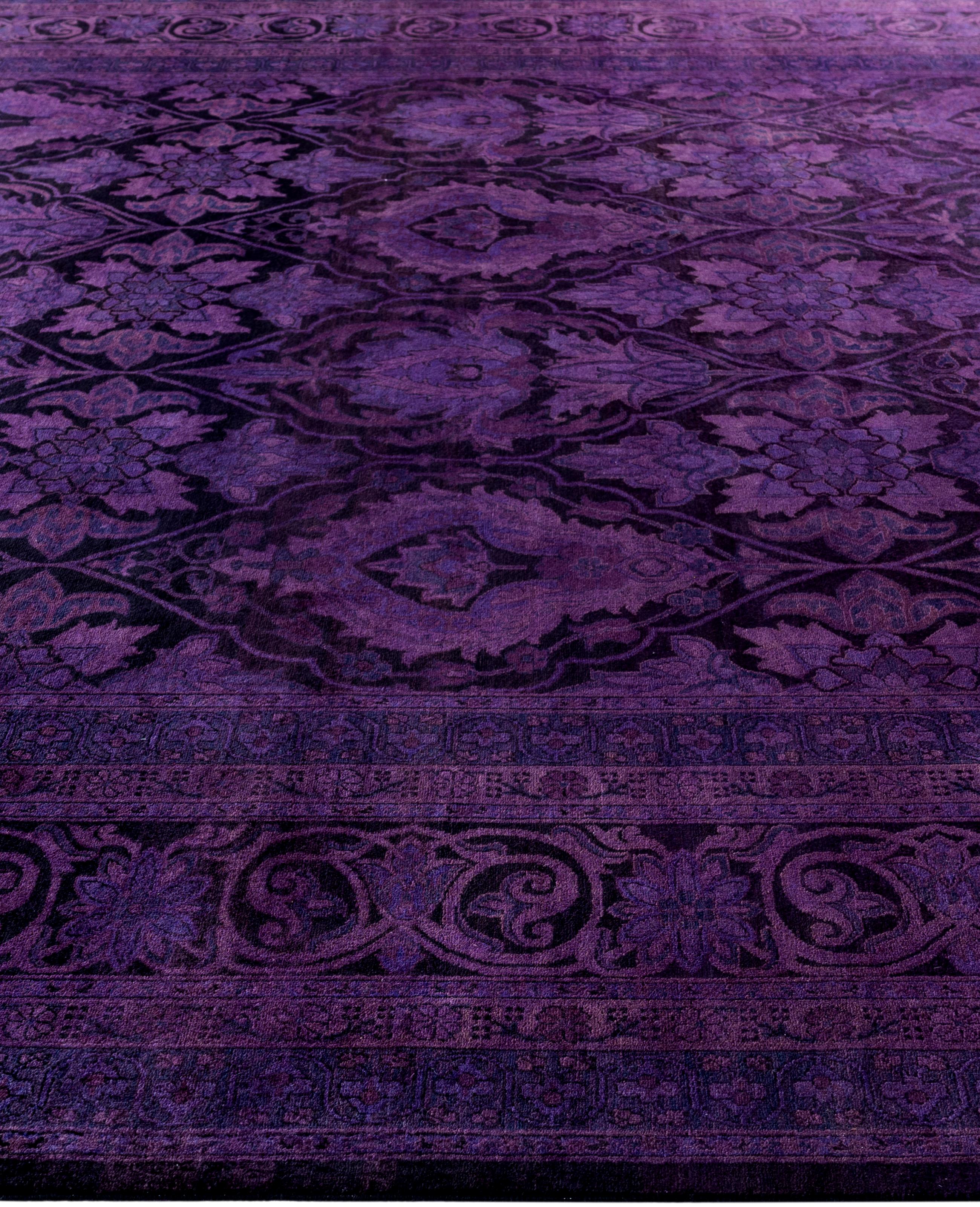Alfombra de lana Overdyed Única púrpura 9' 3