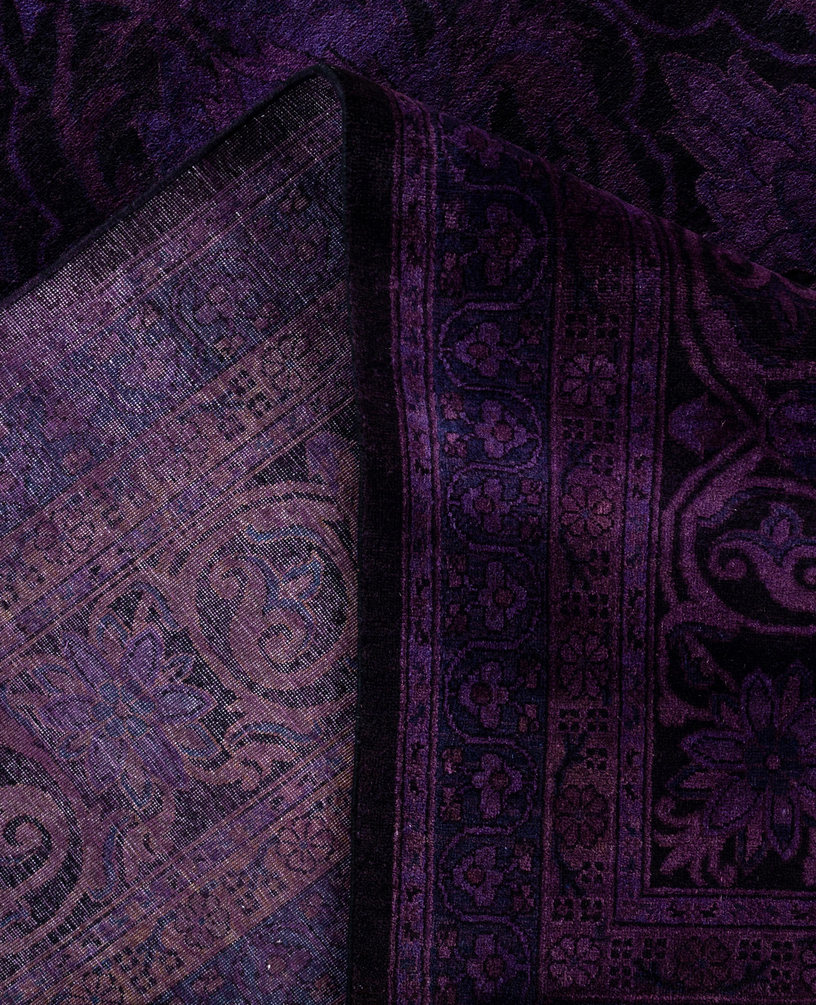 Alfombra de lana Overdyed Única púrpura 9' 3