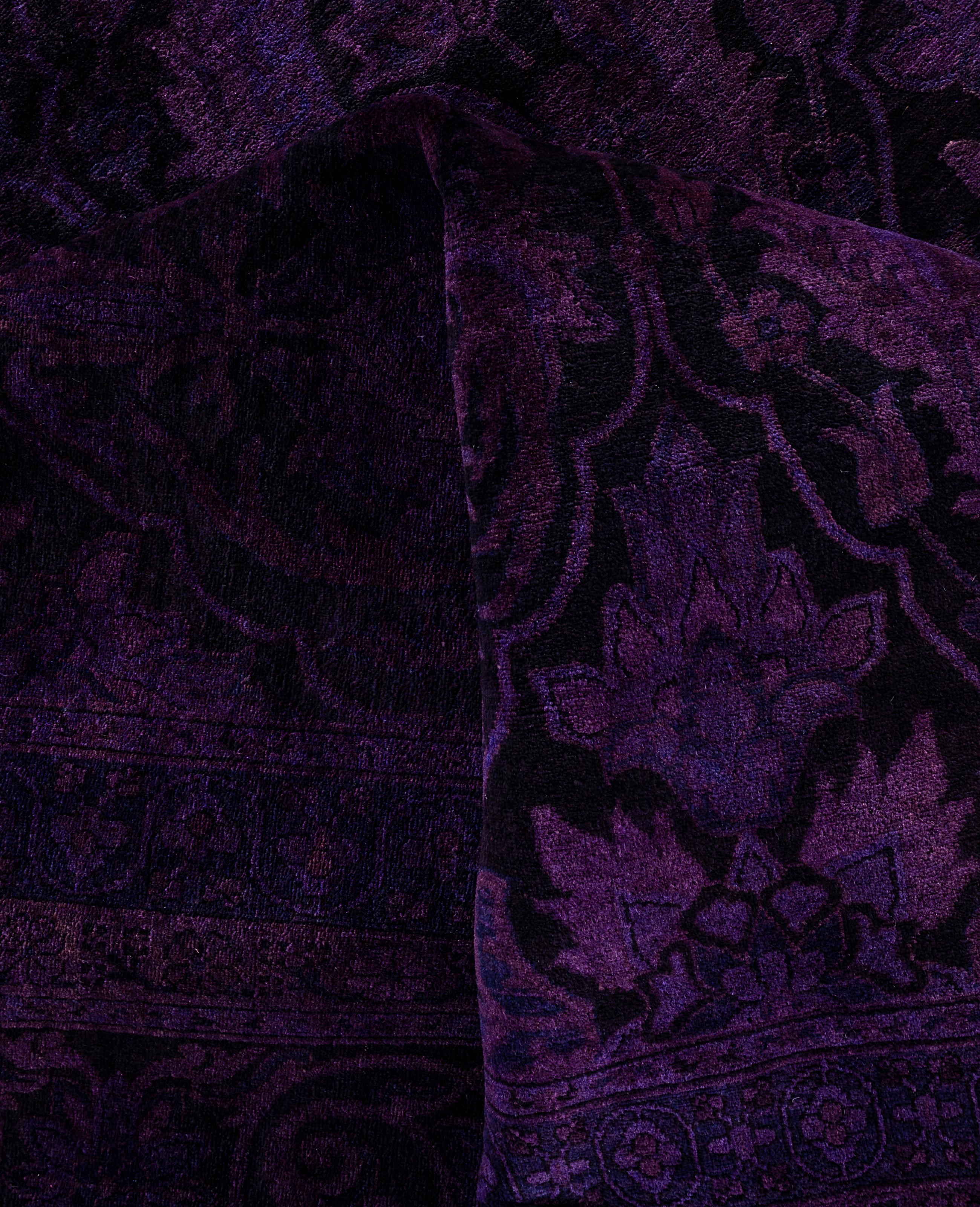 Alfombra de lana Overdyed Única púrpura 9' 3