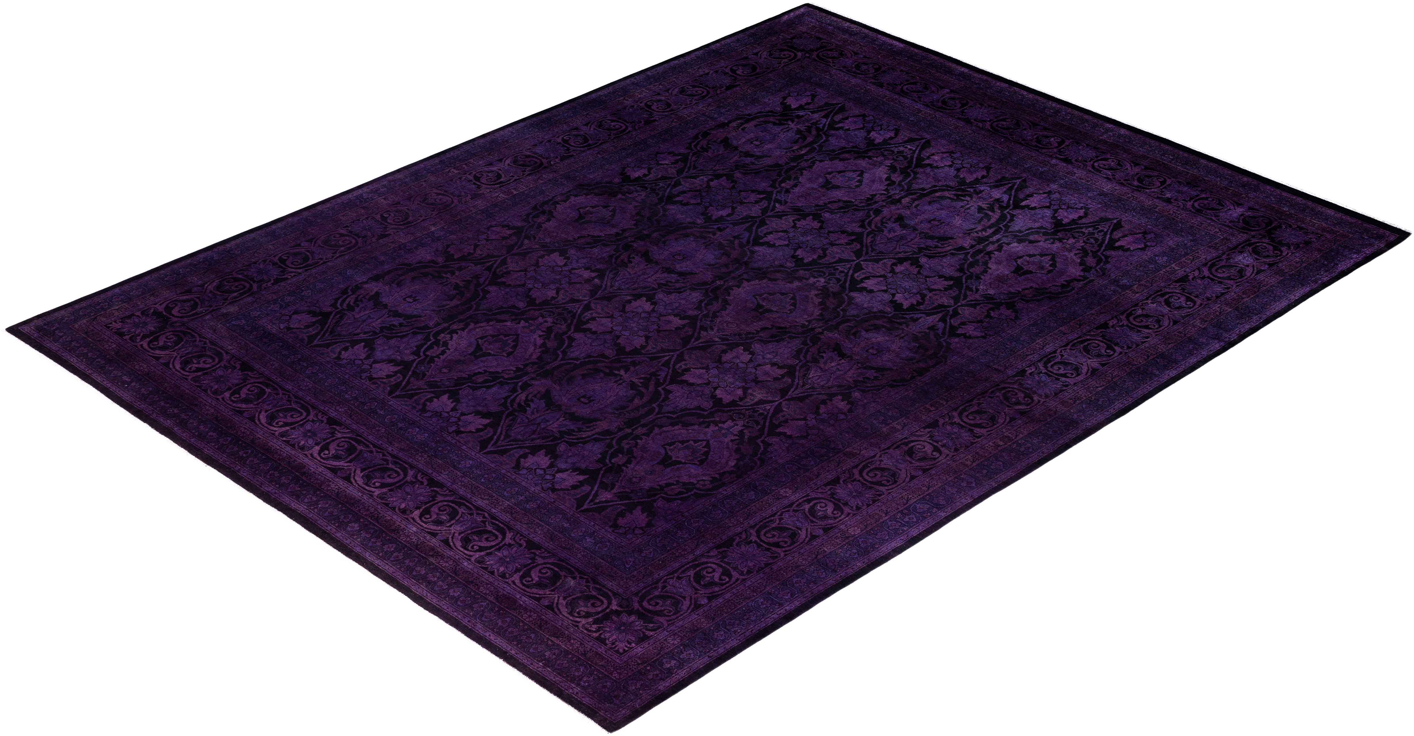 Alfombra de lana Overdyed Única púrpura 9' 3