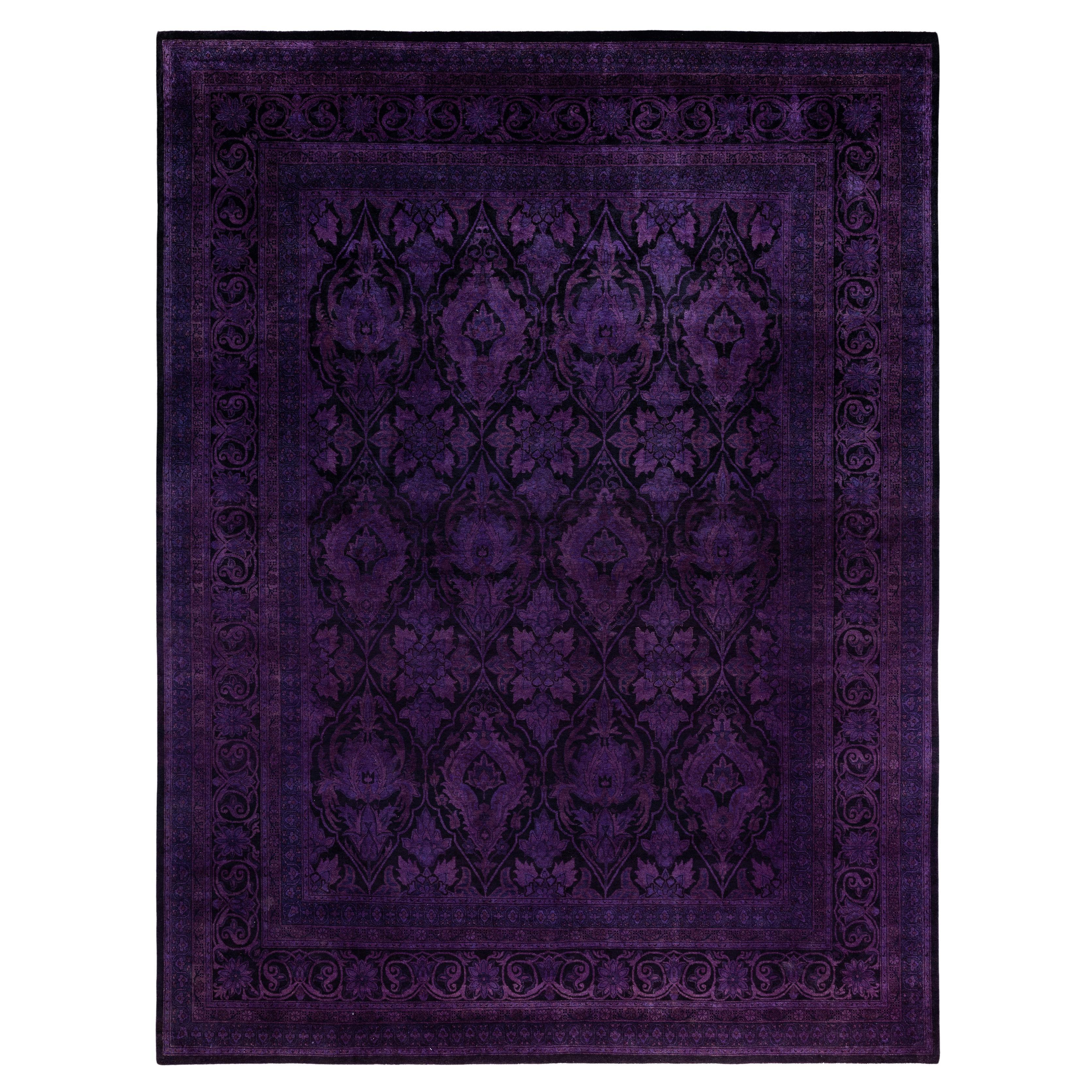 Alfombra de lana Overdyed Única púrpura 9' 3" x 12' 1"