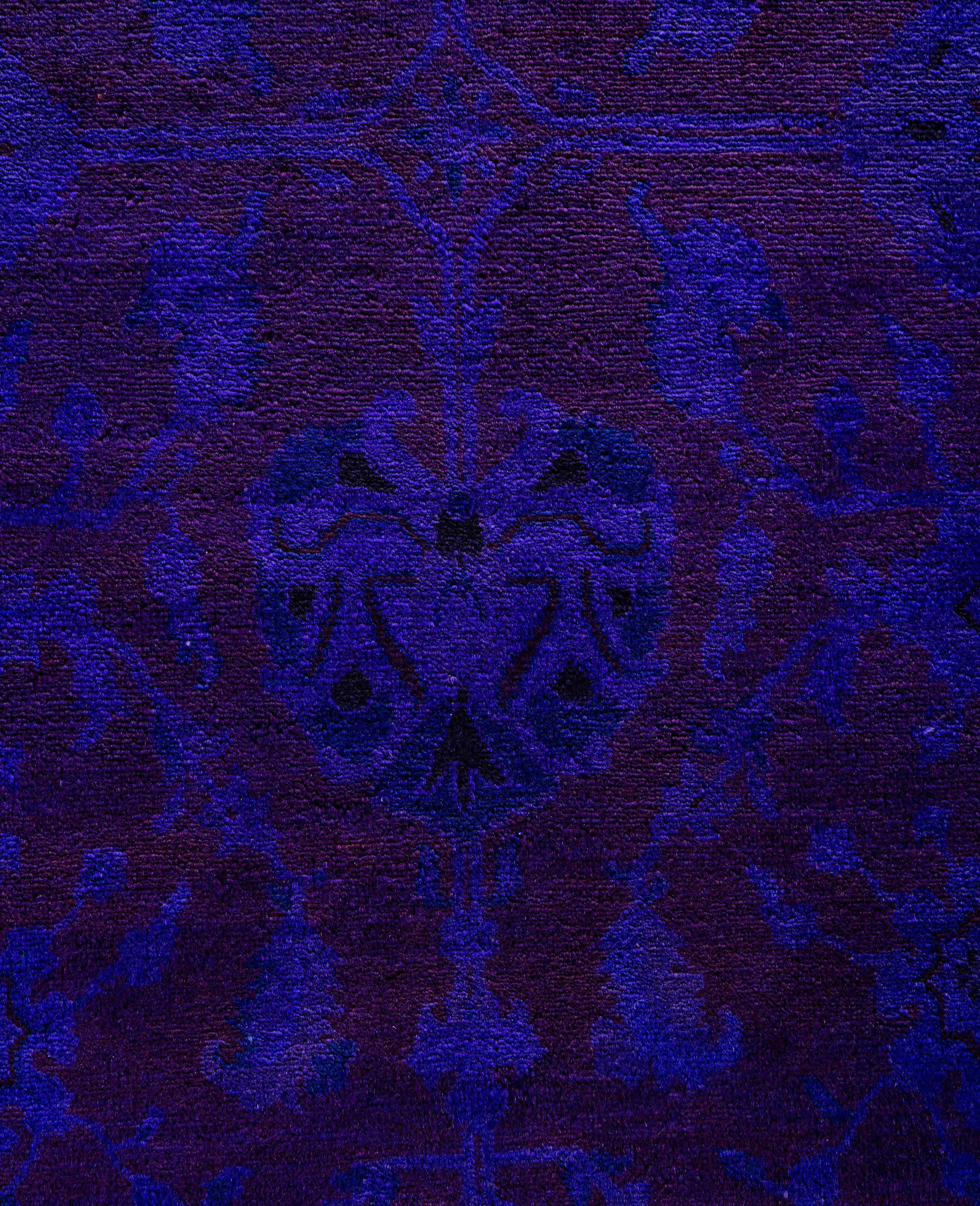 Overdyed One-of-a-Kind Wolle lila Bereich Teppich 9' 3