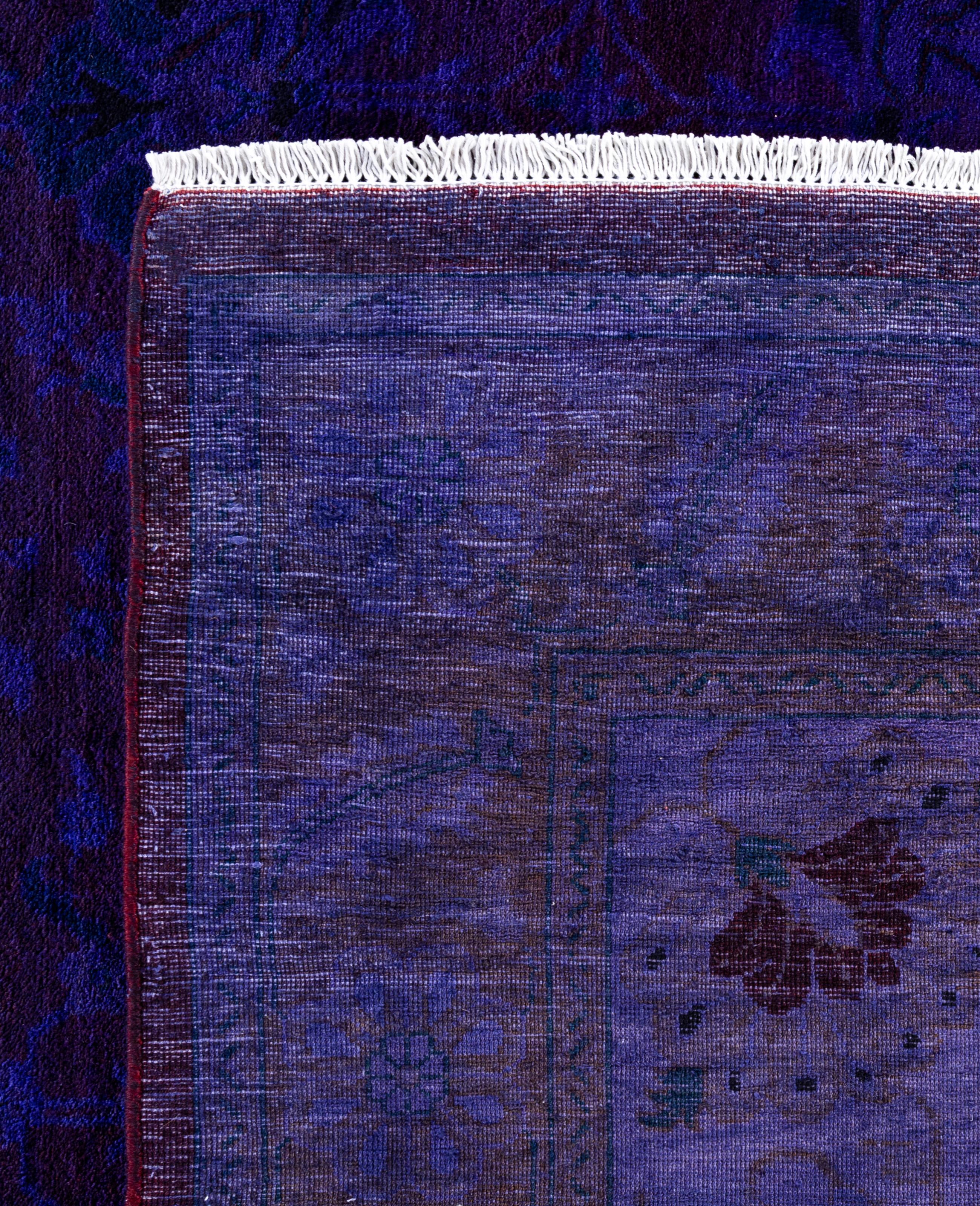 Overdyed One-of-a-Kind Wolle lila Bereich Teppich 9' 3