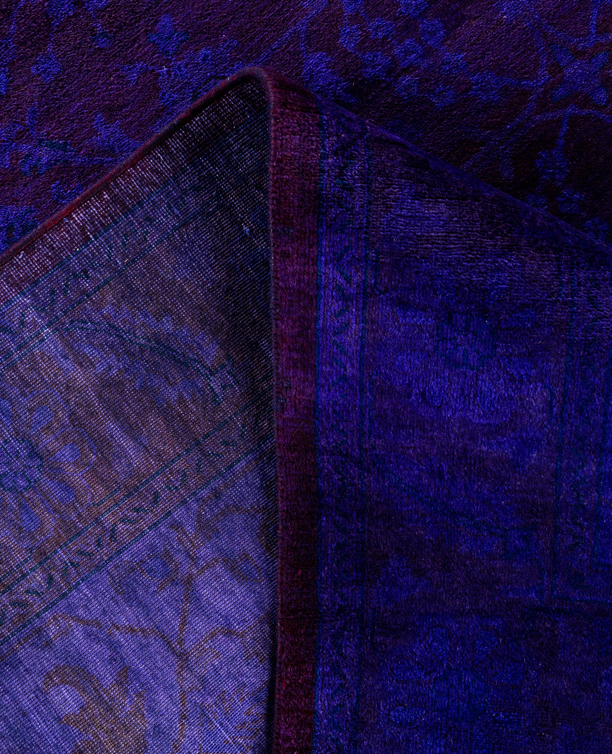 Overdyed One-of-a-Kind Wolle lila Bereich Teppich 9' 3