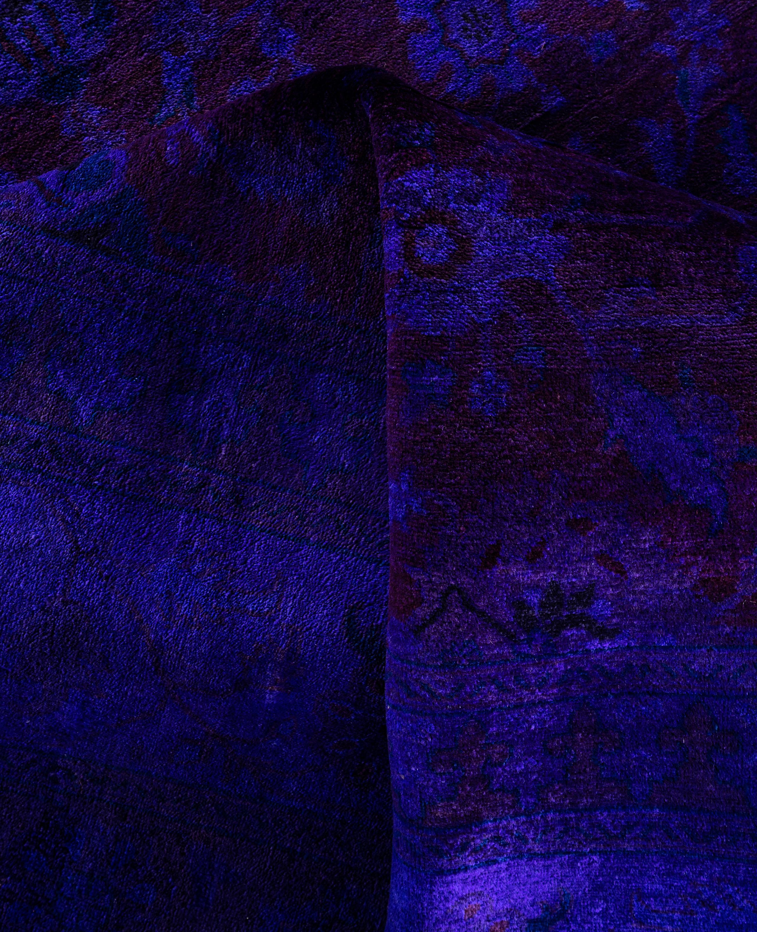 Overdyed One-of-a-Kind Wolle lila Bereich Teppich 9' 3