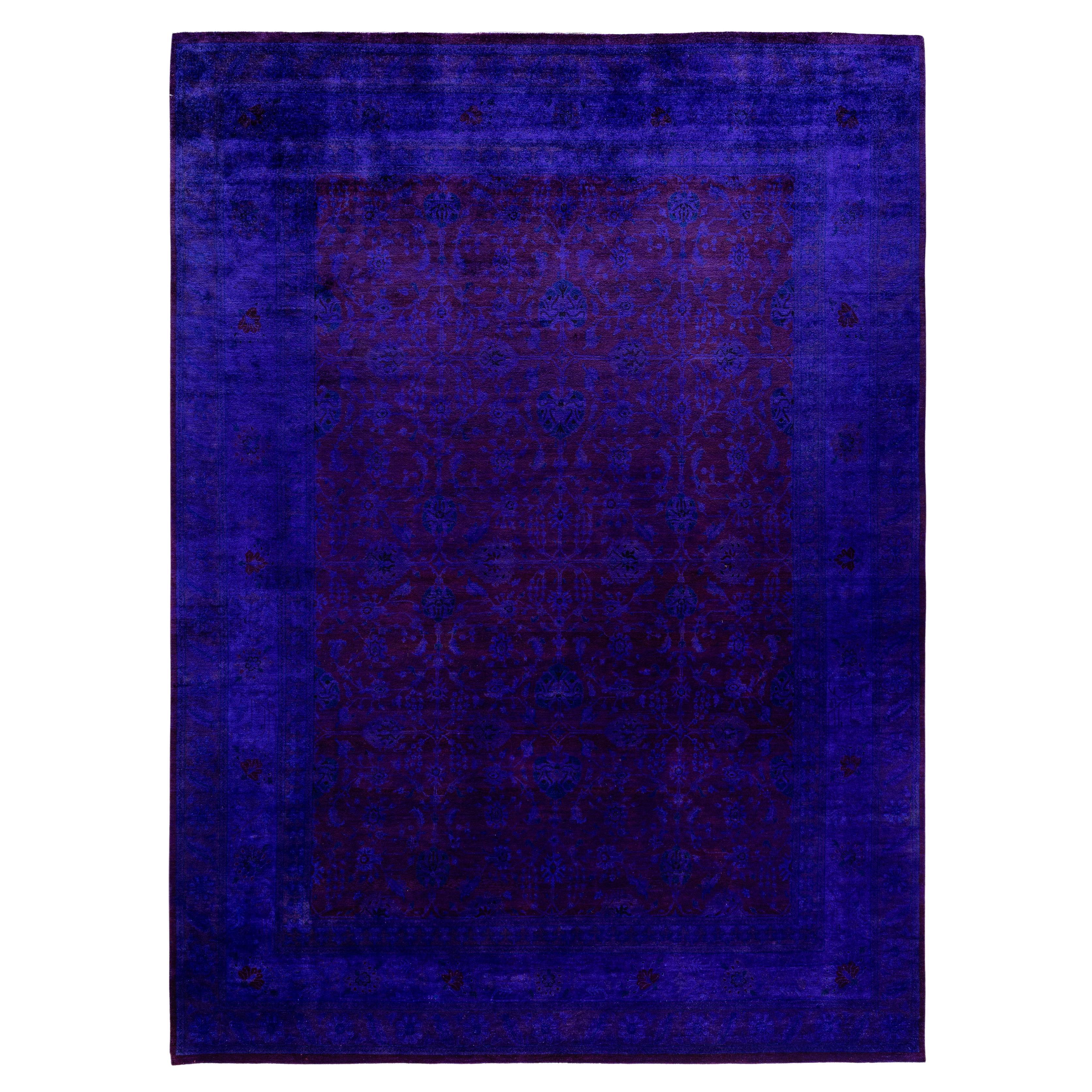Alfombra de lana Overdyed Única púrpura 9' 3" x 12' 2"
