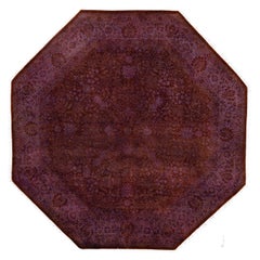 Overdyed One-of-a-Kind Wool Purple Octagon Area Rug 6' 1" x 6' 1"