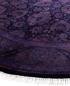 Overdyed One-of-a-Kind Wool Purple Round Area Rug 6' 1" x 6' 1"
