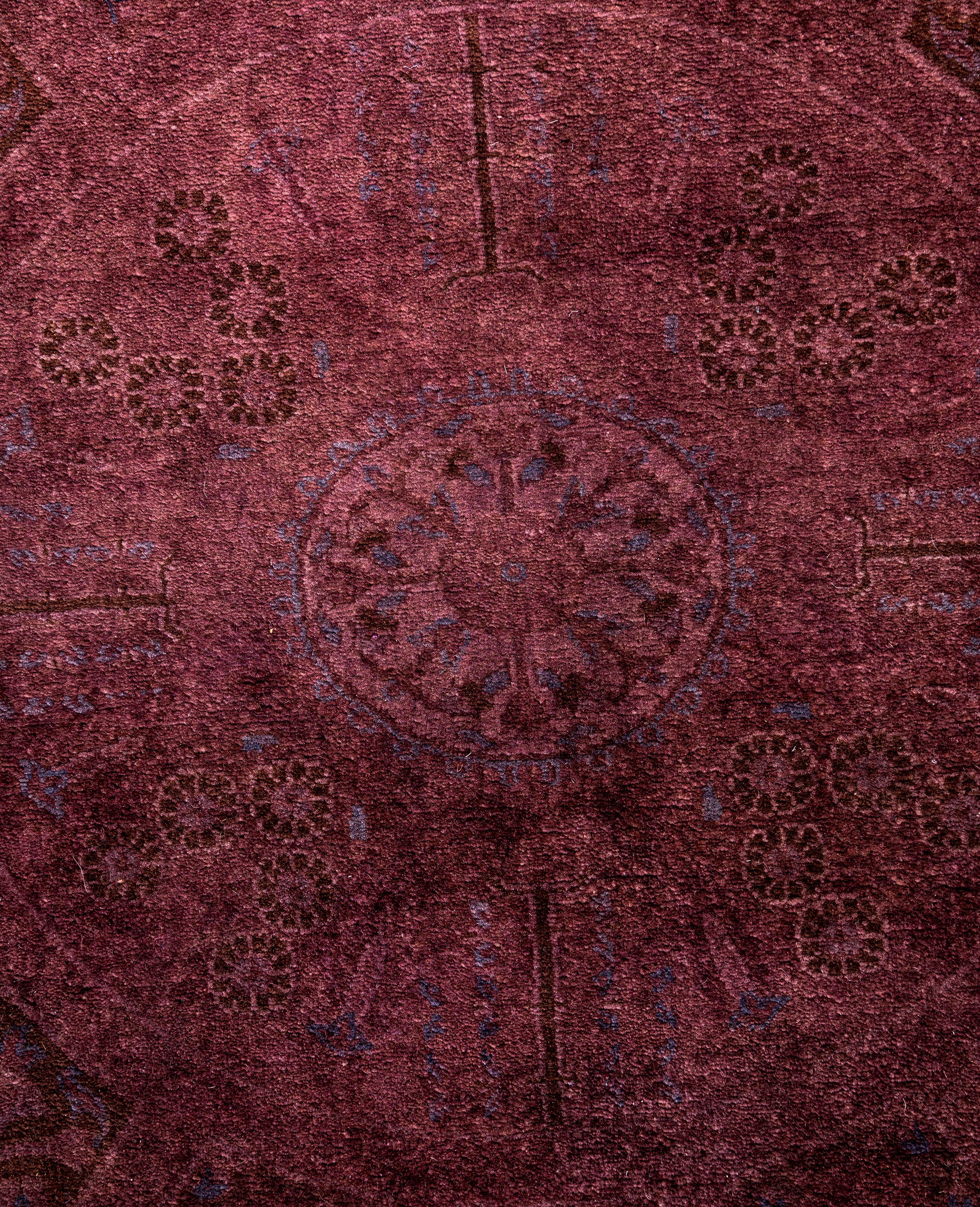 Pakistanais Tapis rond en laine surteintée unique en son genre pourpre 6' 1
