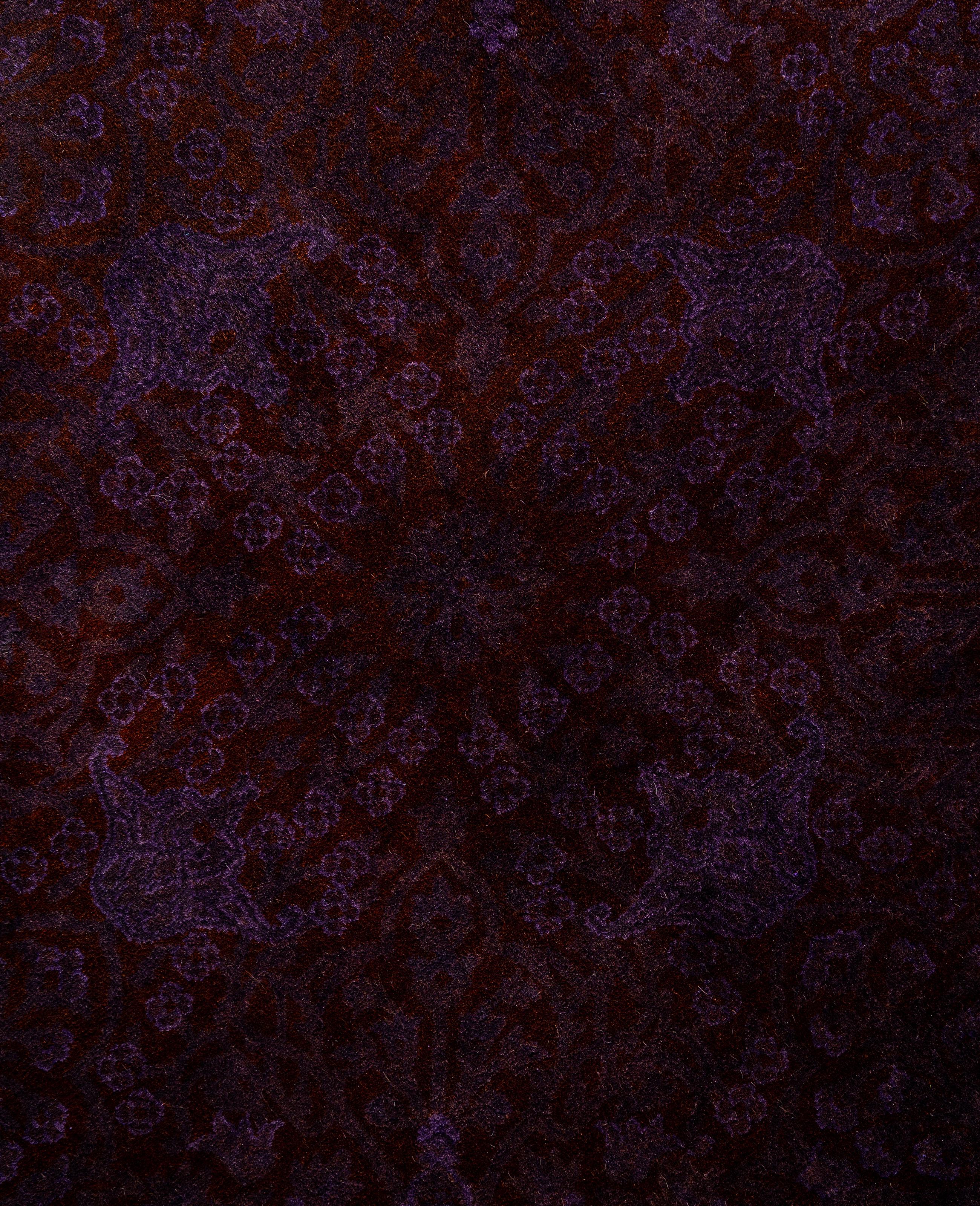 Pakistano Tappeto rotondo in lana viola Overdyed One-of-a-Kind 6' 1