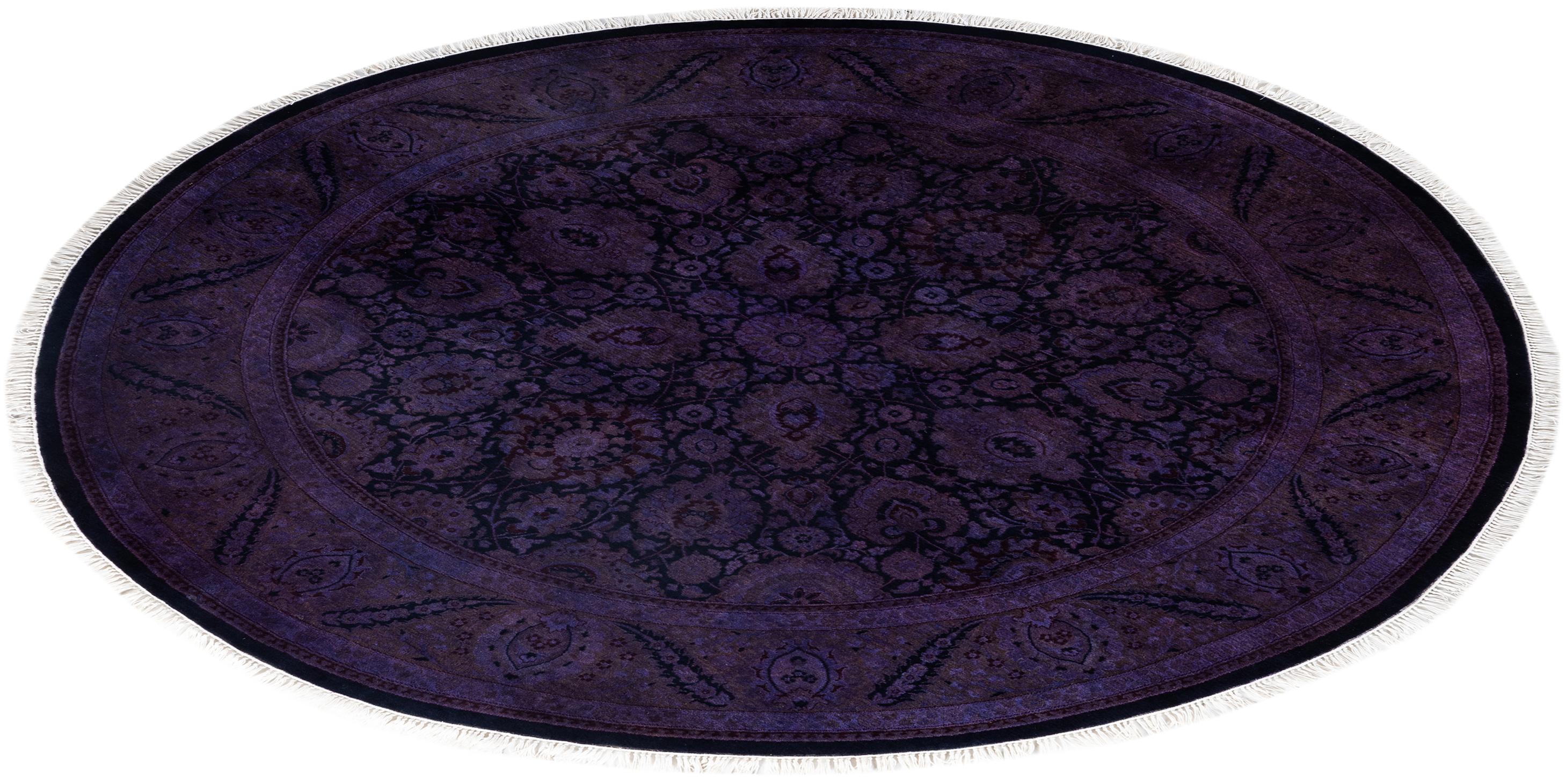 Tappeto rotondo in lana viola Overdyed One-of-a-Kind 6' 1