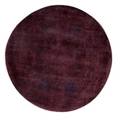 Overdyed One-of-a-Kind Wool Purple Round Area Rug 6' 1" x 6' 1"
