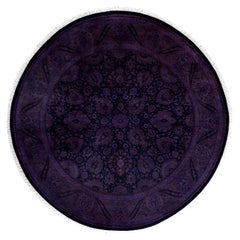 Tapis rond en laine surteintée unique en son genre pourpre 6' 1" x 6' 1"