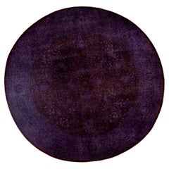 Tappeto rotondo in lana viola Overdyed One-of-a-Kind 6' 1" x 6' 1"