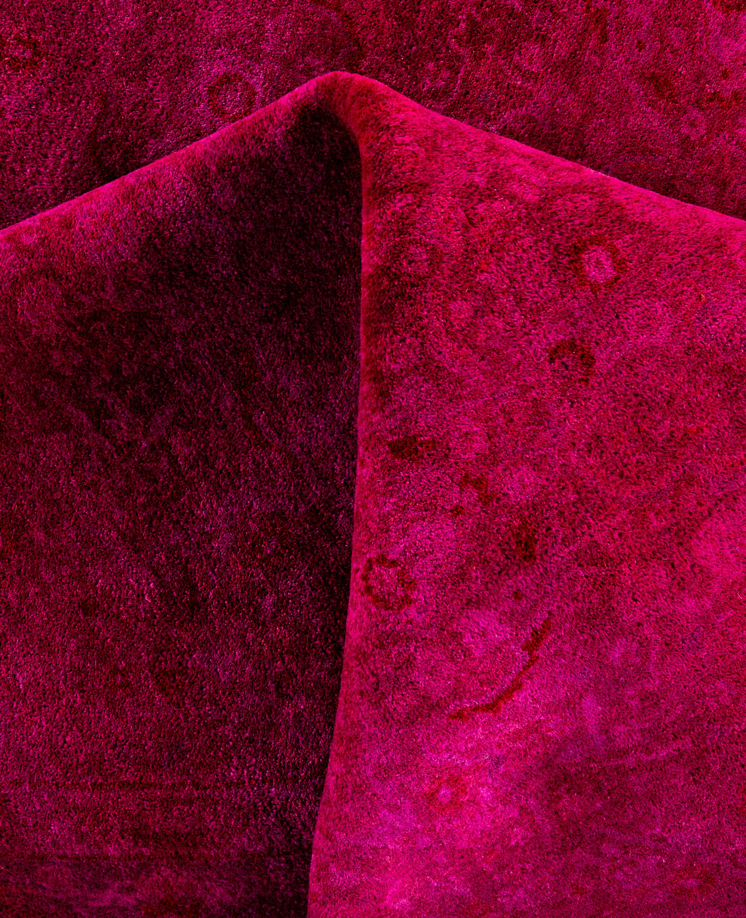 Lana Tappeto tondo in lana viola Overdyed One-of-a-Kind 8' 1