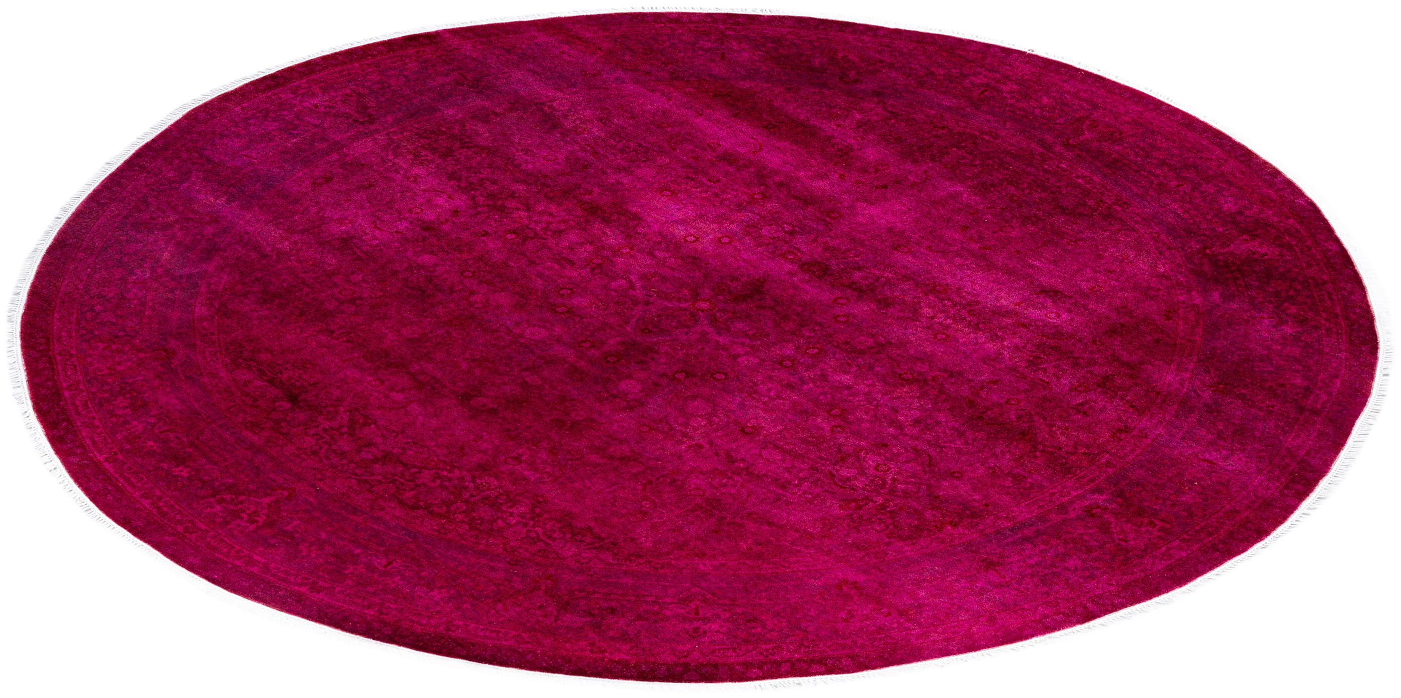 Tappeto tondo in lana viola Overdyed One-of-a-Kind 8' 1