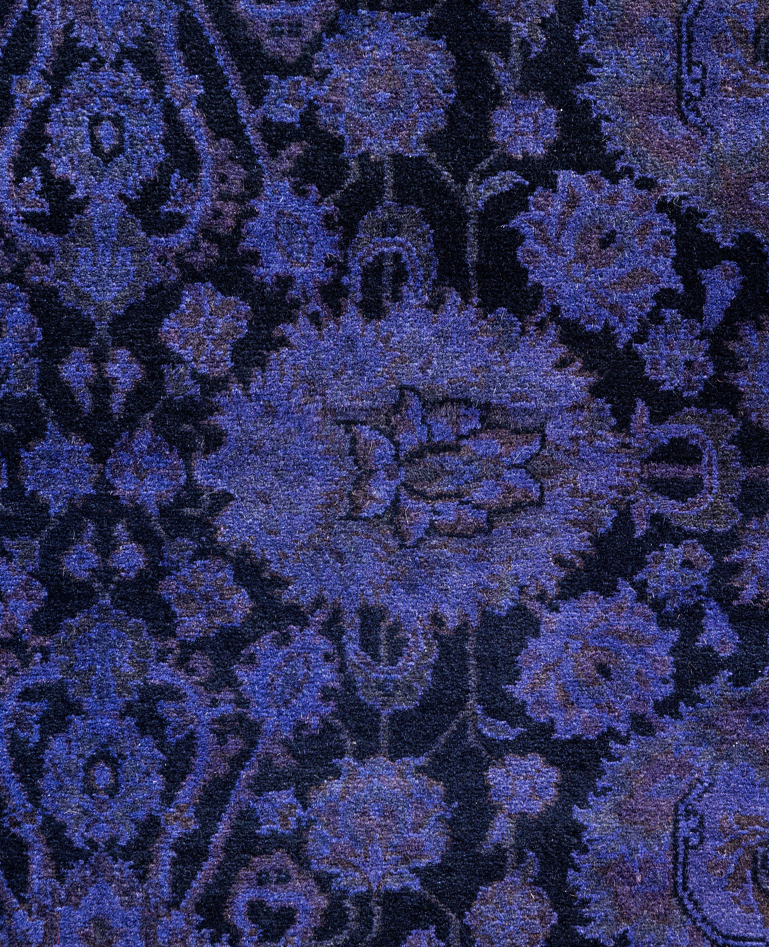 Pakistani Overdyed One-of-a-Kind Wool Purple Runner 2' 7