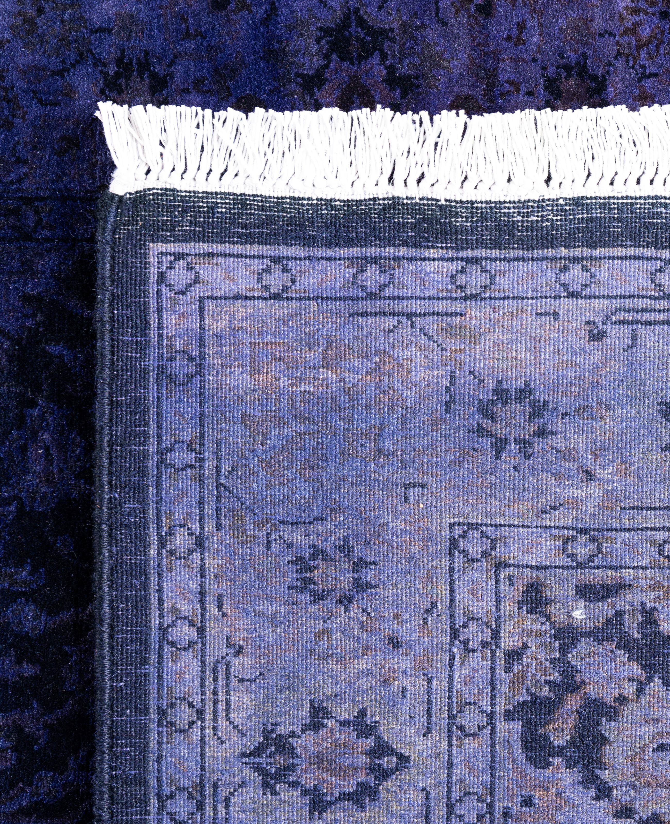 Overdyed One-of-a-Kind Wool Purple Runner 2' 7
