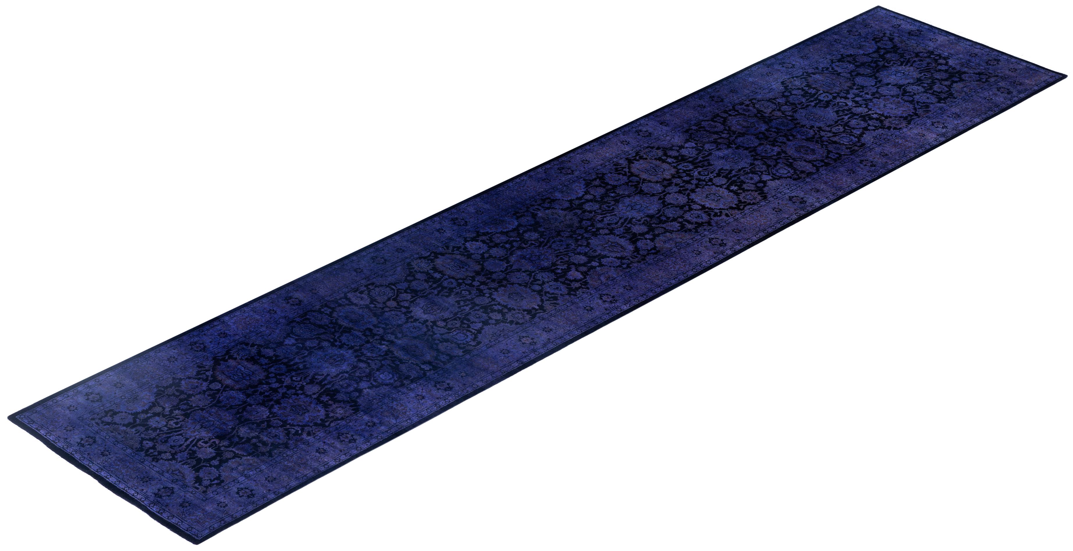 Overdyed One-of-a-Kind Wool Purple Runner 2' 7