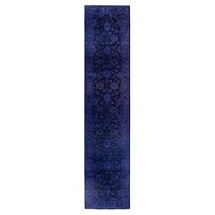 Overdyed One-of-a-Kind Wool Purple Runner 2' 7" x 12' 1"