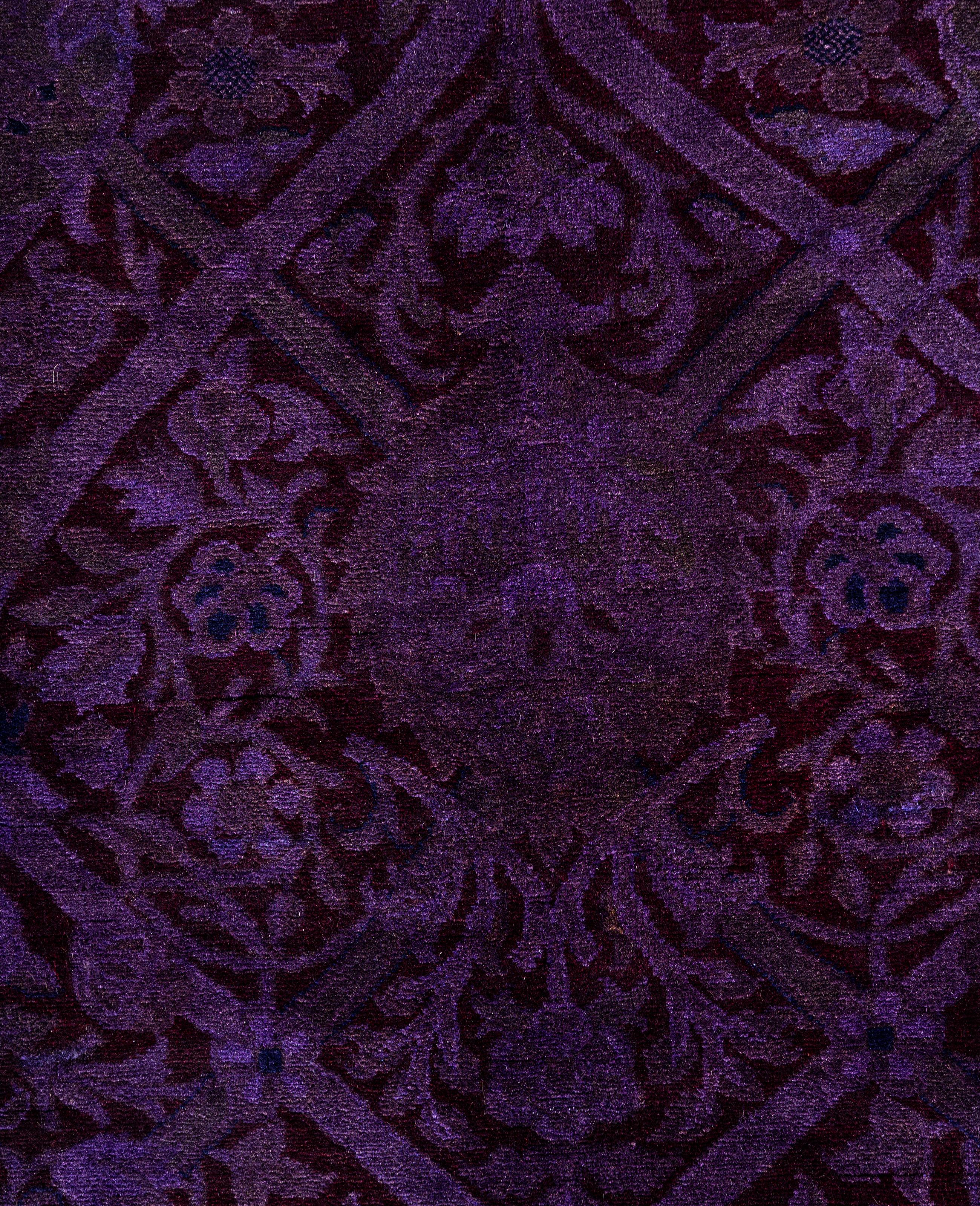 Alfombra de lana Overdyed One-of-a-Kind Púrpura 2' 7