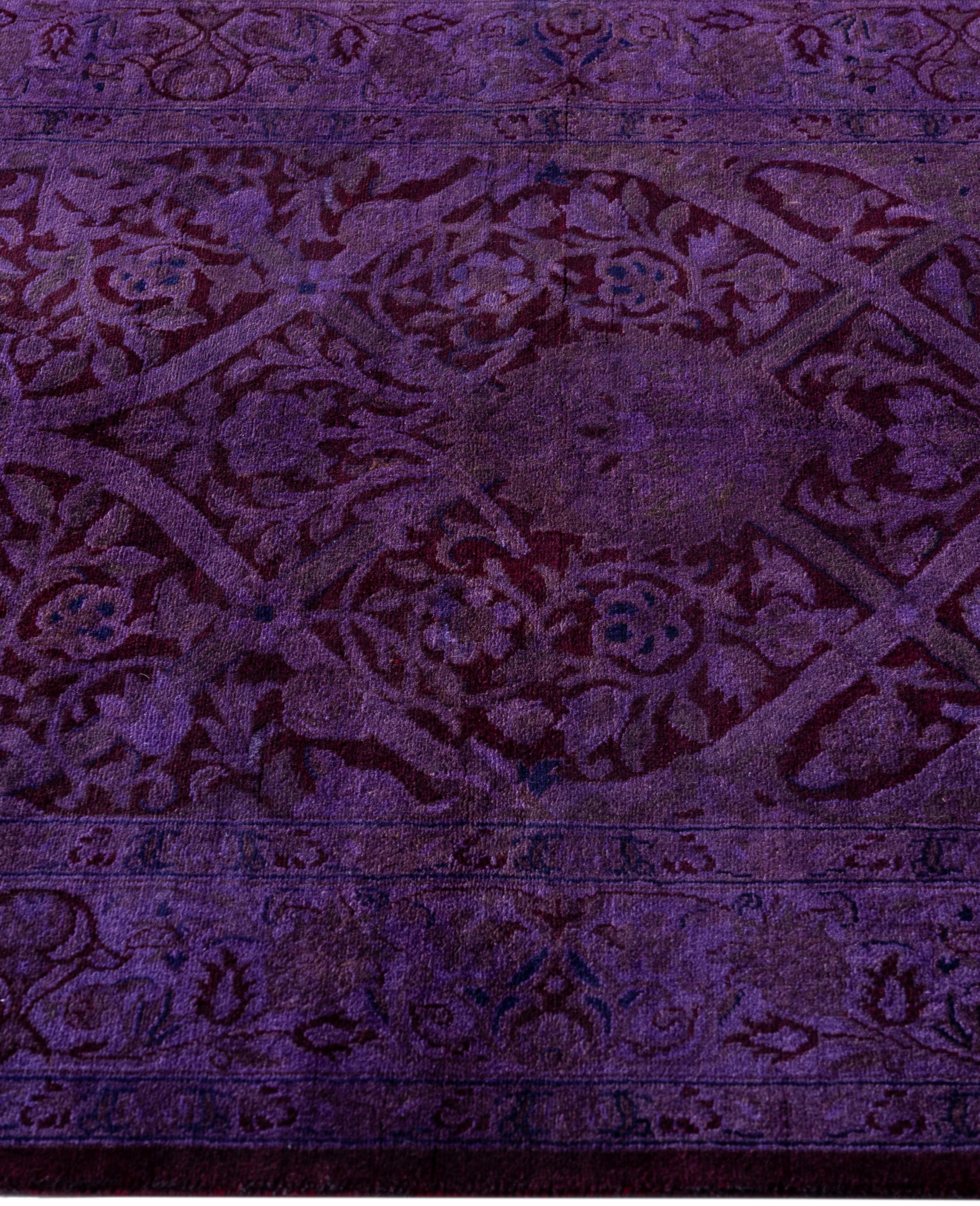 Alfombra de lana Overdyed One-of-a-Kind Púrpura 2' 7
