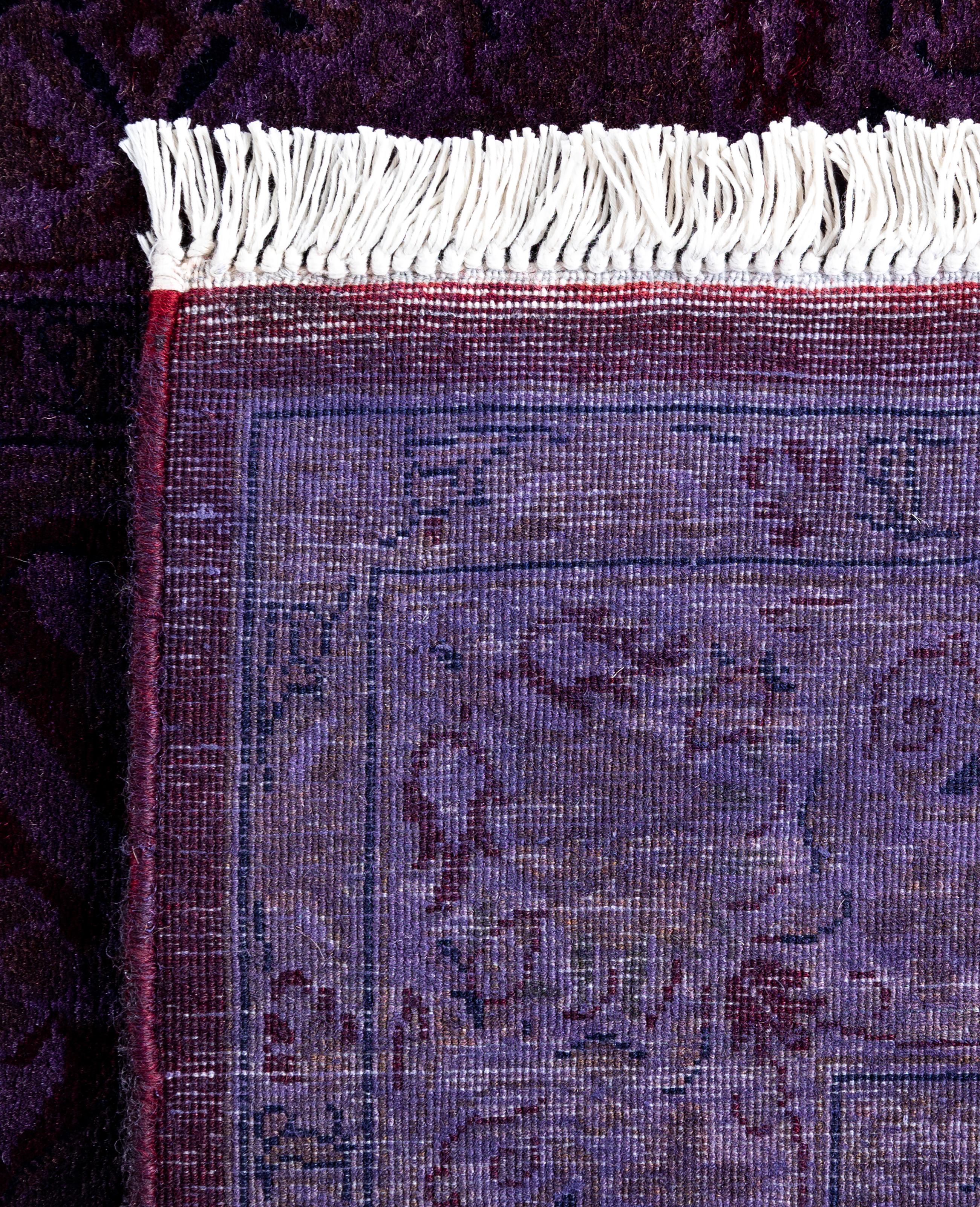 Alfombra de lana Overdyed One-of-a-Kind Púrpura 2' 7