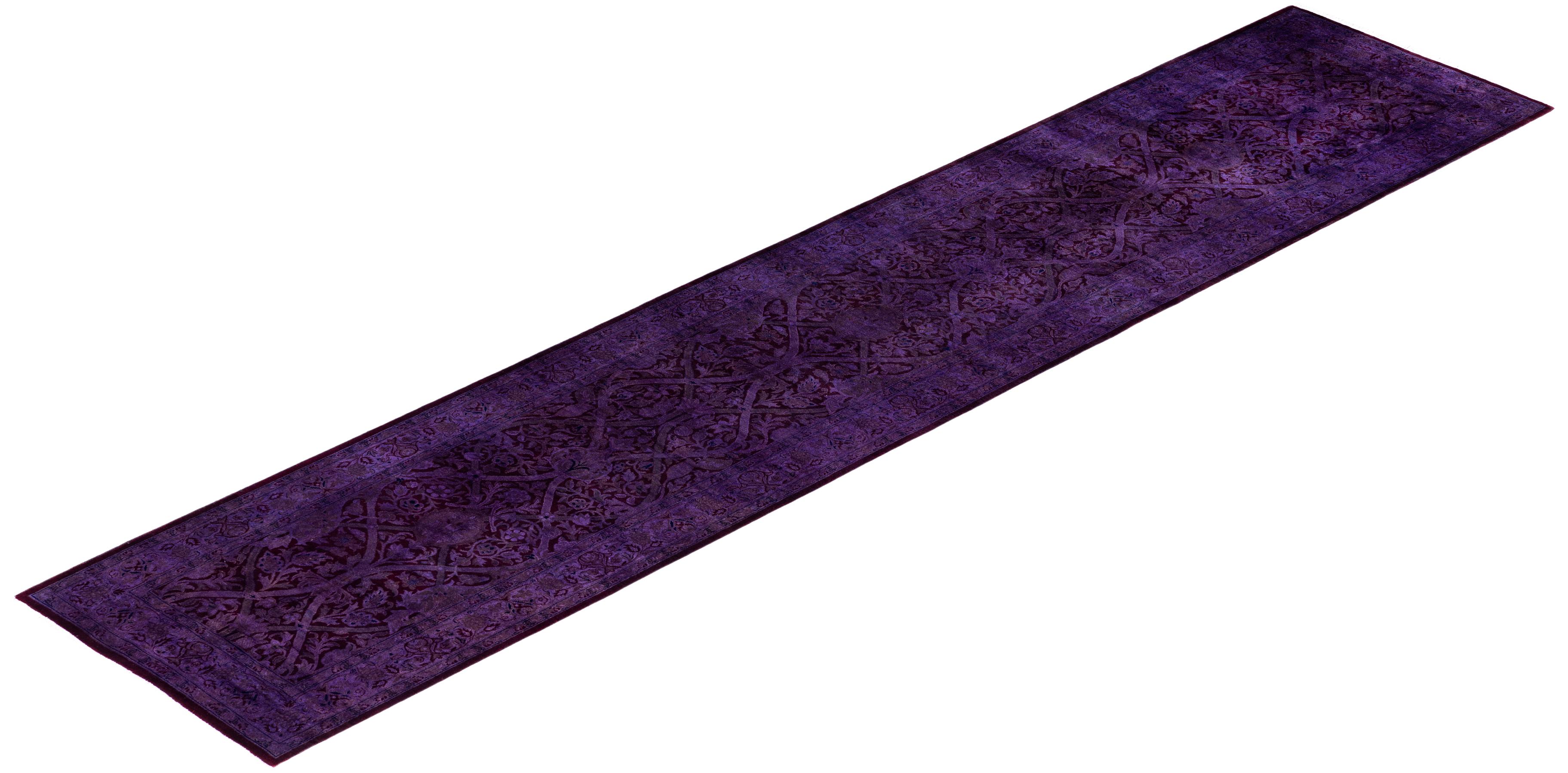 Alfombra de lana Overdyed One-of-a-Kind Púrpura 2' 7