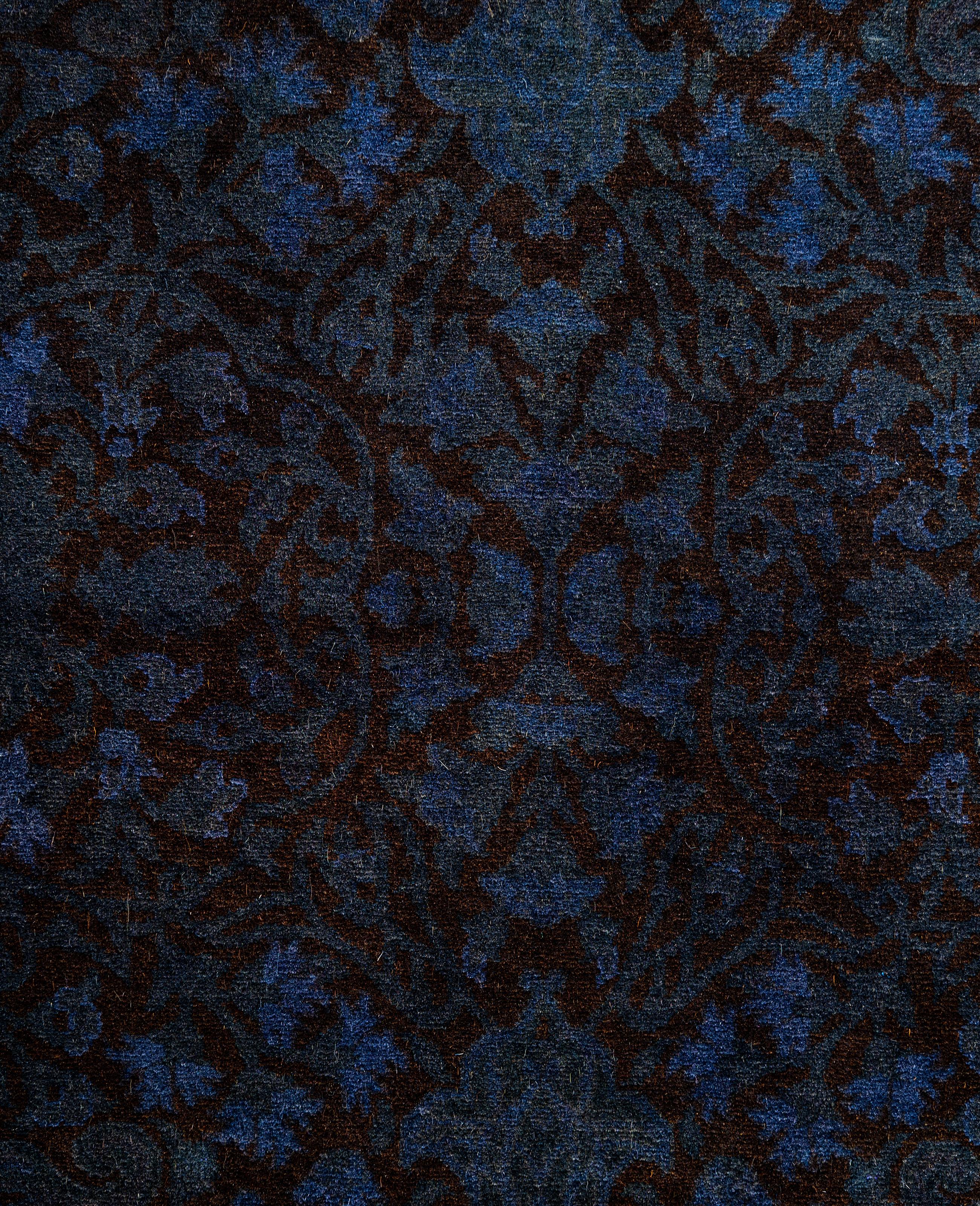Overdyed One-of-a-Kind Wolle Lila Läufer 2' 7