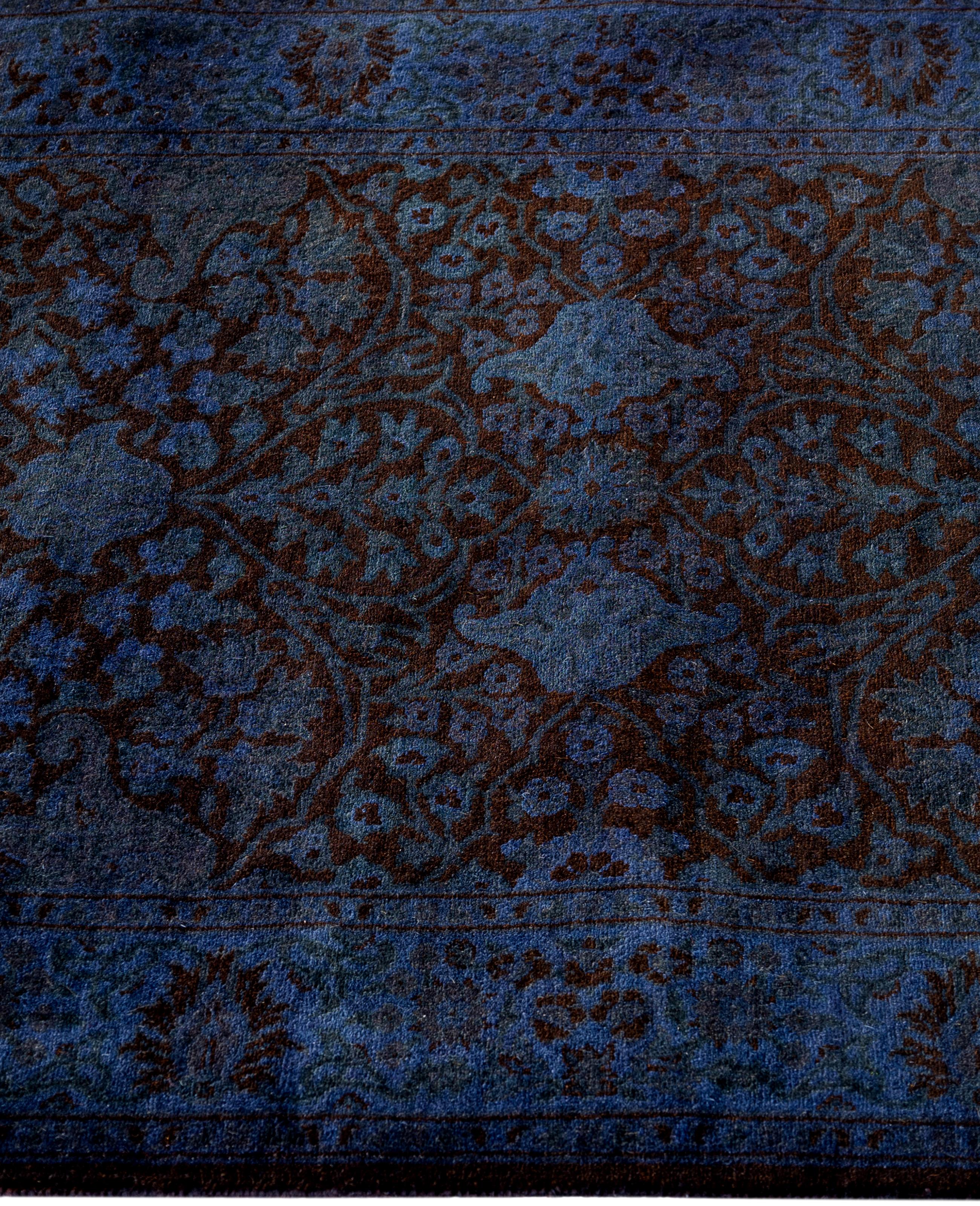 Overdyed One-of-a-Kind Wolle Lila Läufer 2' 7