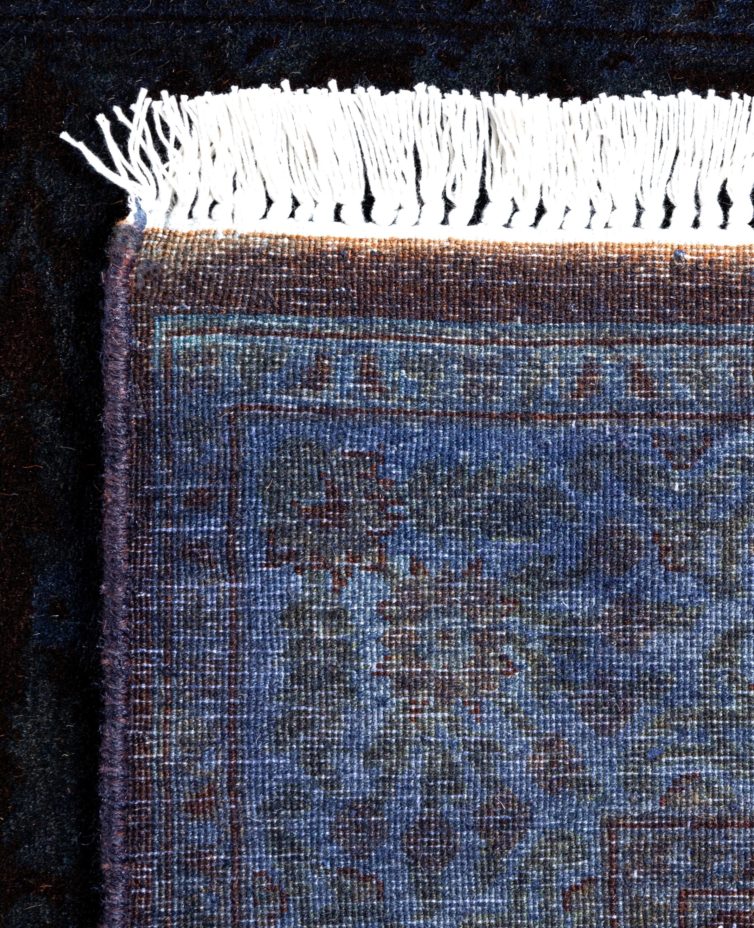 Overdyed One-of-a-Kind Wolle Lila Läufer 2' 7