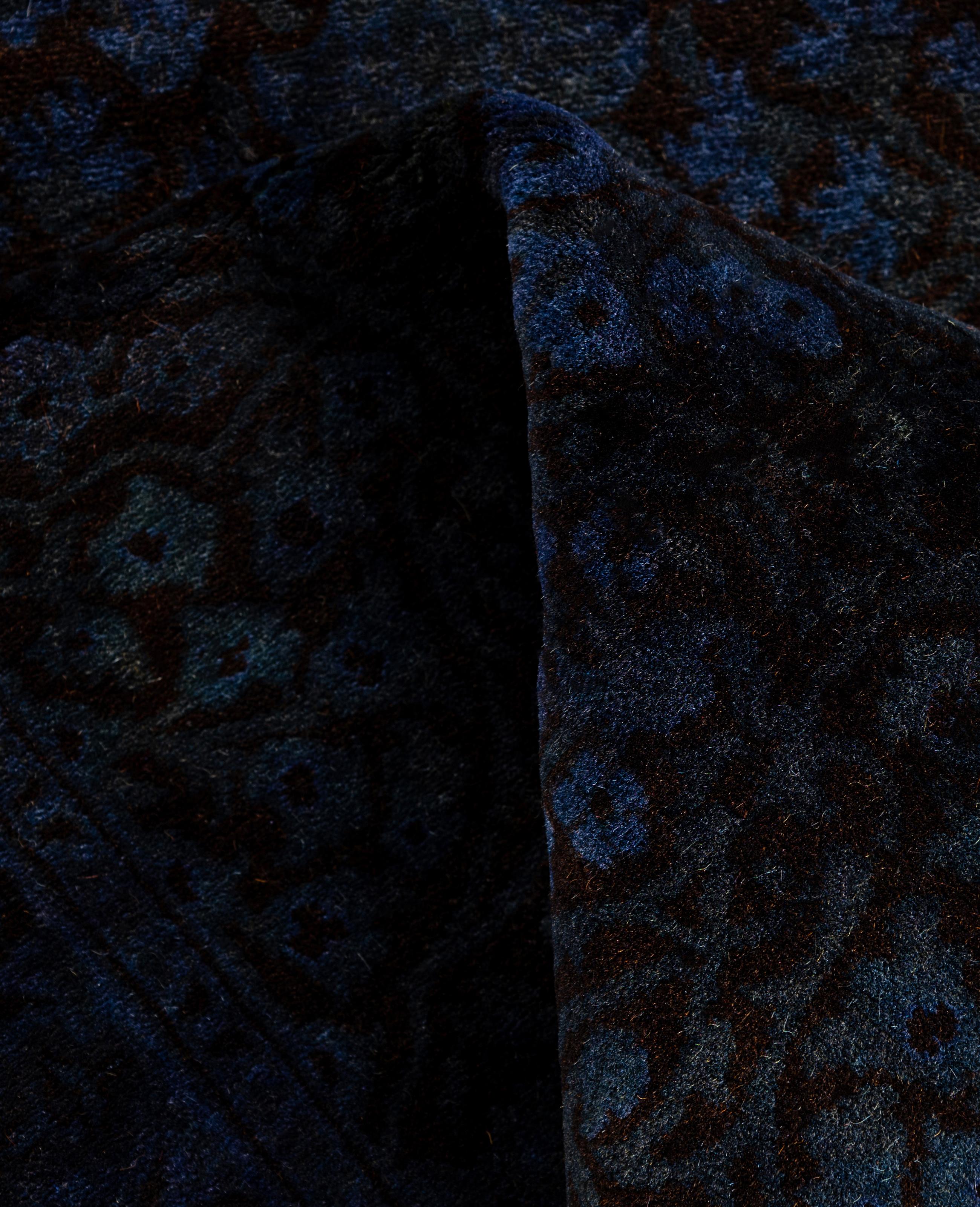 Overdyed One-of-a-Kind Wolle Lila Läufer 2' 7