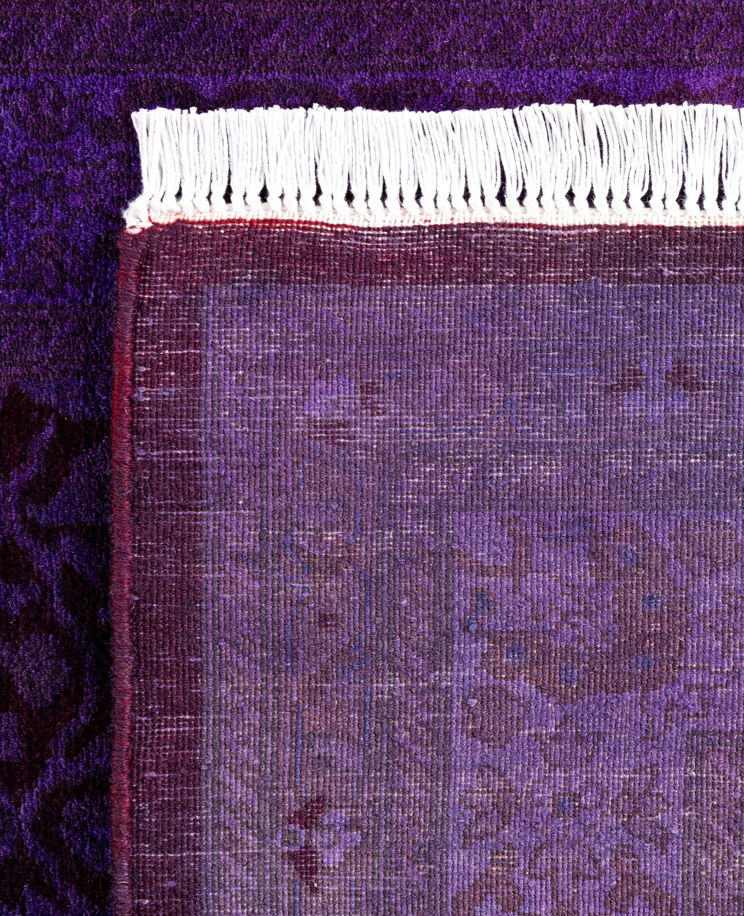 Overdyed One-of-a-Kind Wool Purple Runner 2' 8