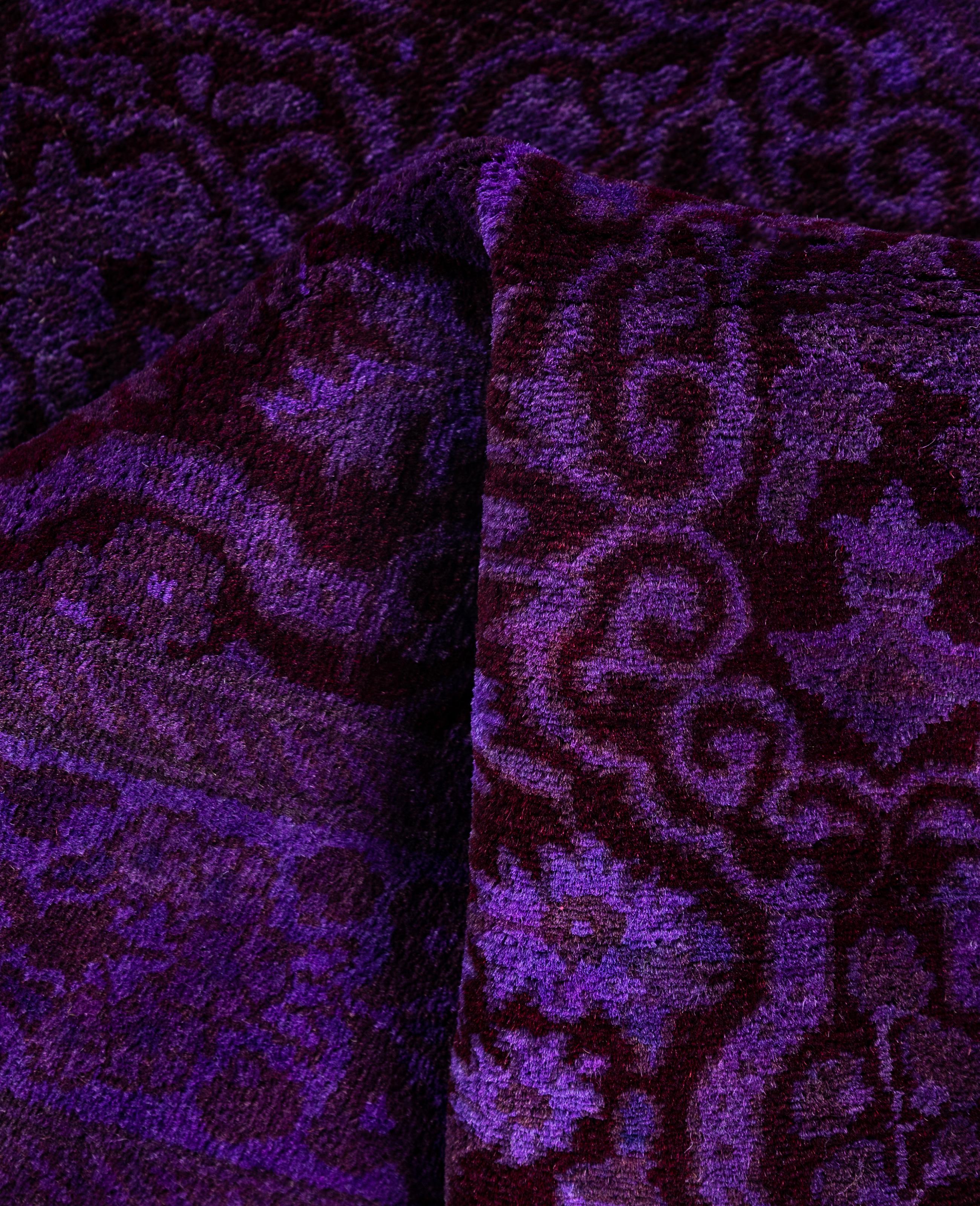Overdyed One-of-a-Kind Wool Purple Runner 2' 8