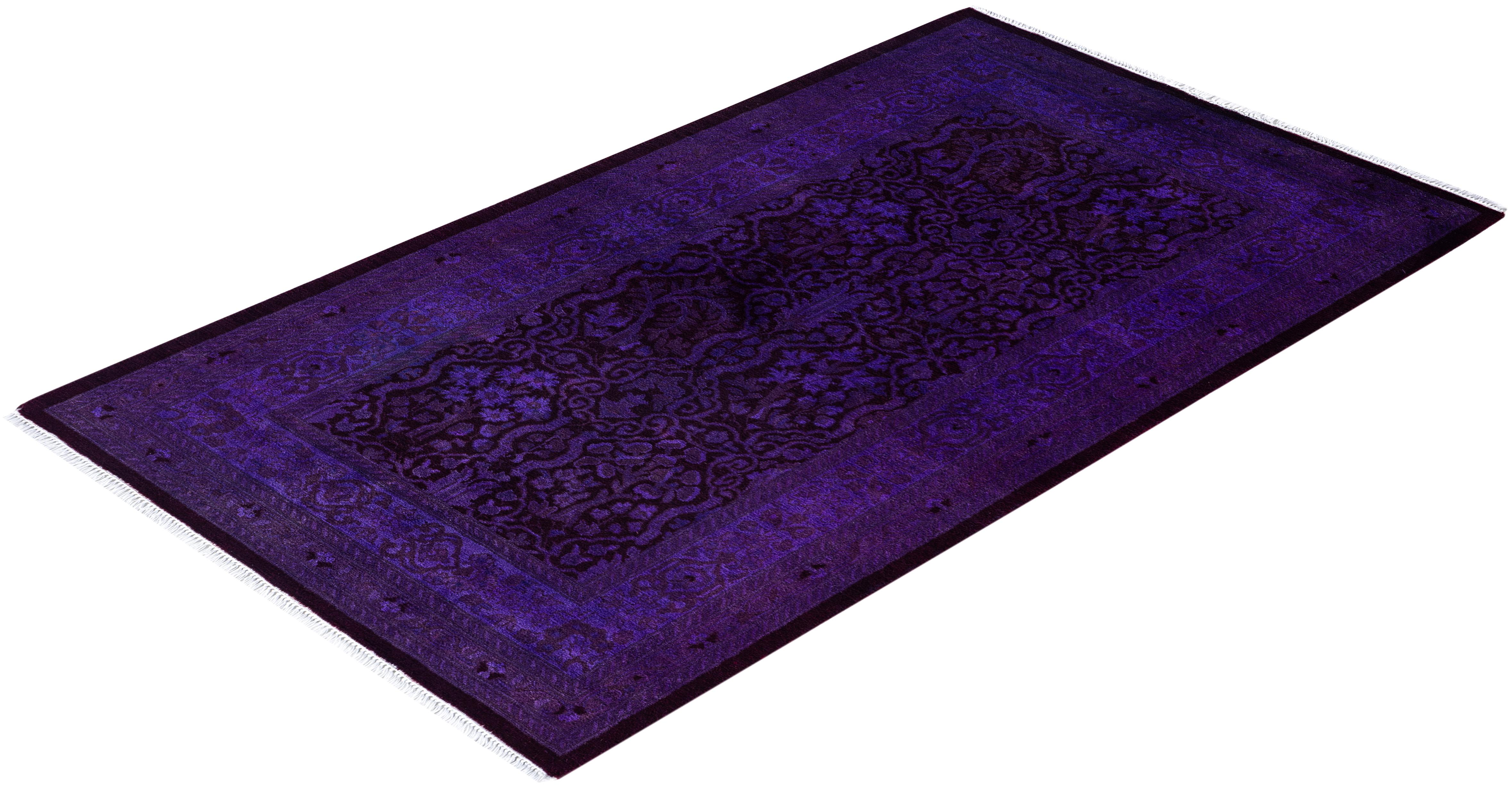 Overdyed One-of-a-Kind Wool Purple Runner 2' 8