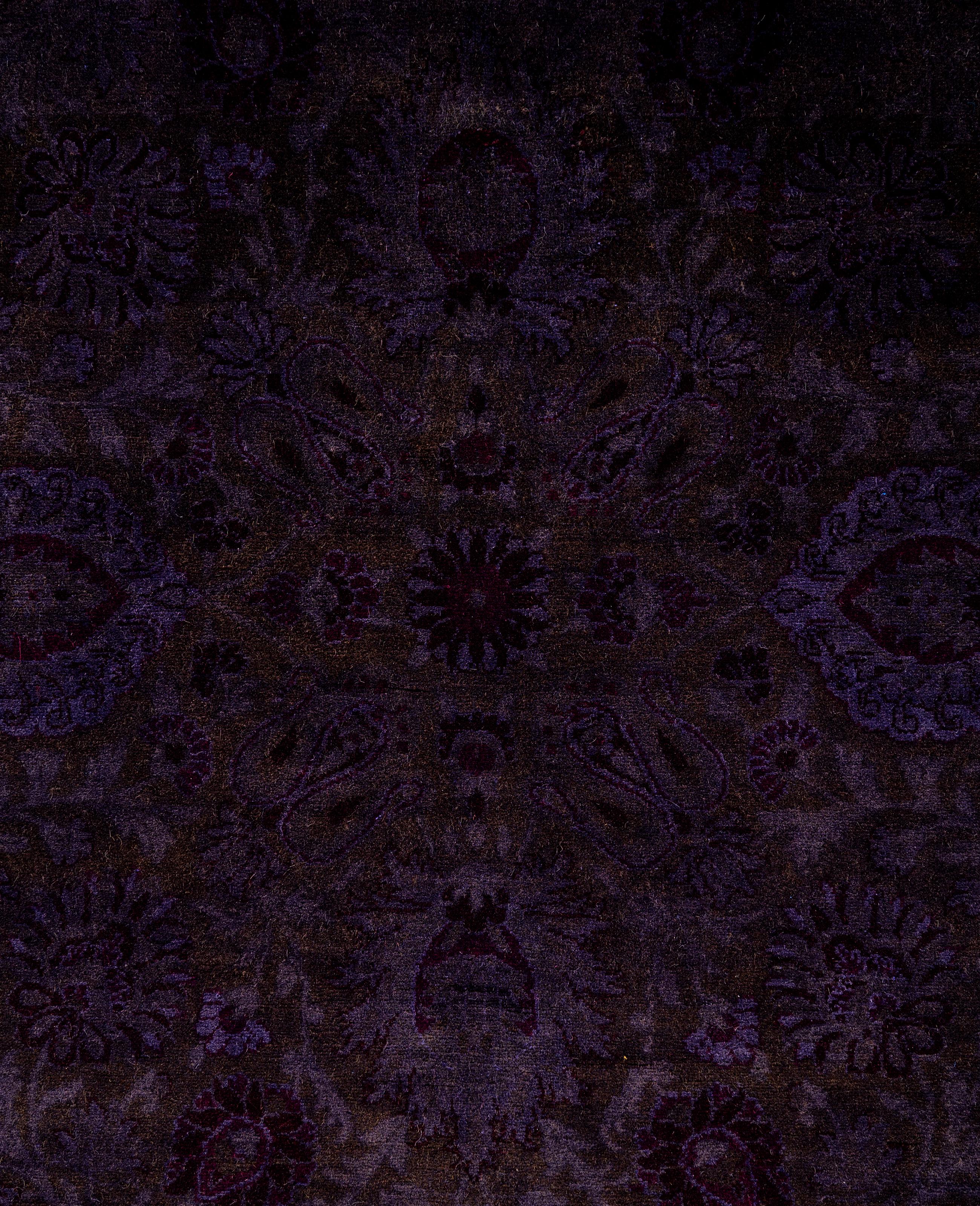 Overdyed One-of-a-Kind Wolle lila quadratischen Bereich Teppich 6' 0