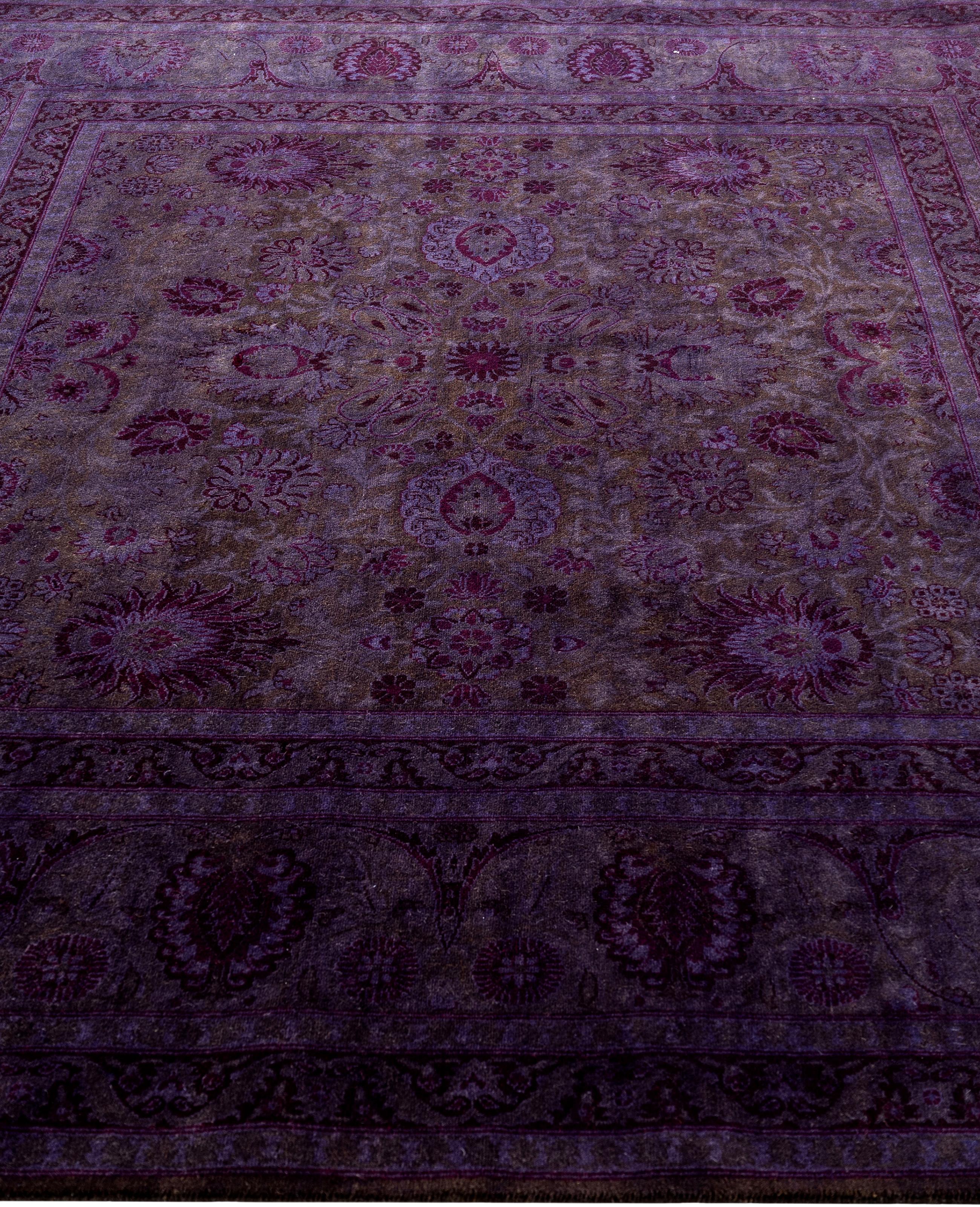 Overdyed One-of-a-Kind Wolle lila quadratischen Bereich Teppich 6' 0
