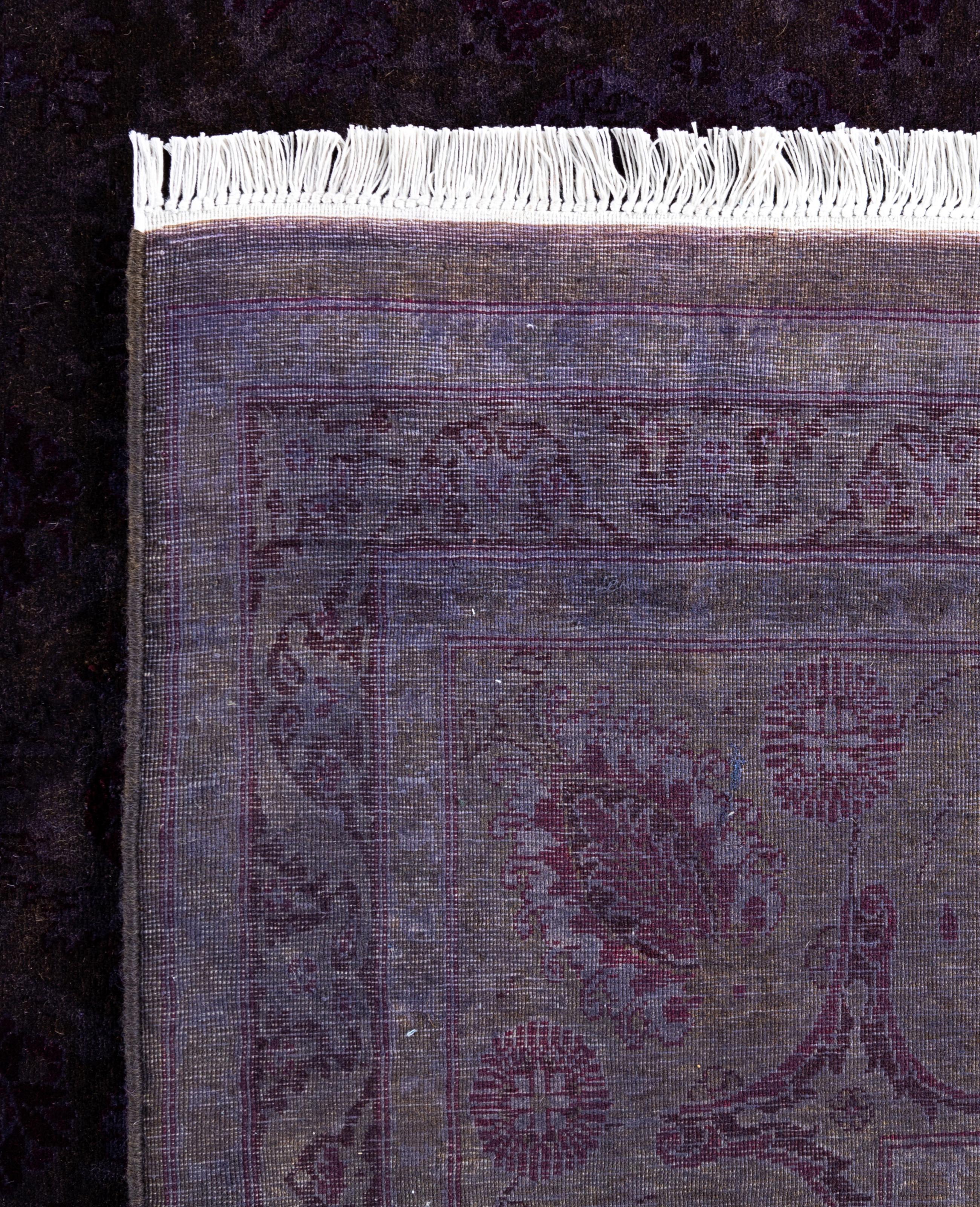 Overdyed One-of-a-Kind Wolle lila quadratischen Bereich Teppich 6' 0