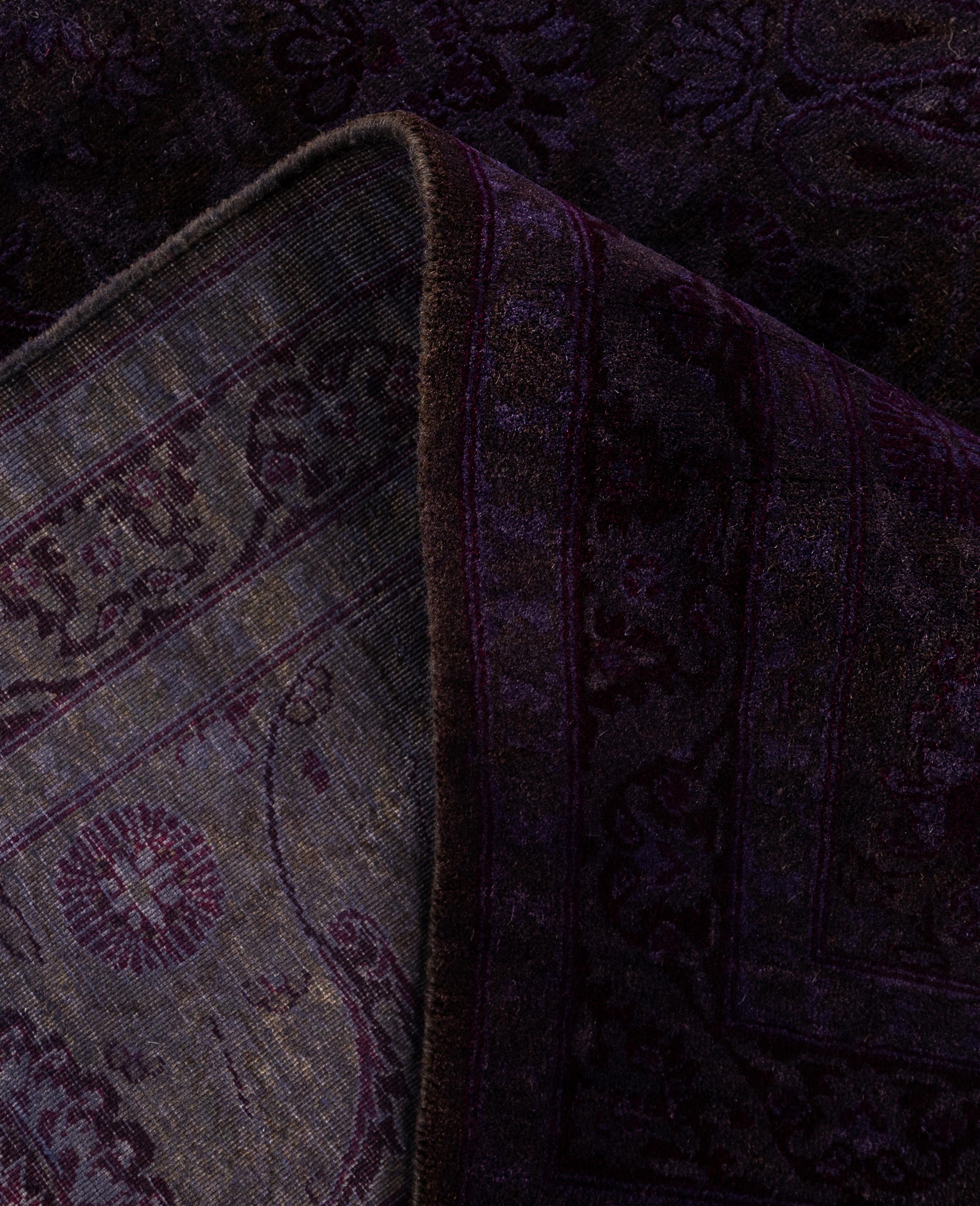 Overdyed One-of-a-Kind Wolle lila quadratischen Bereich Teppich 6' 0