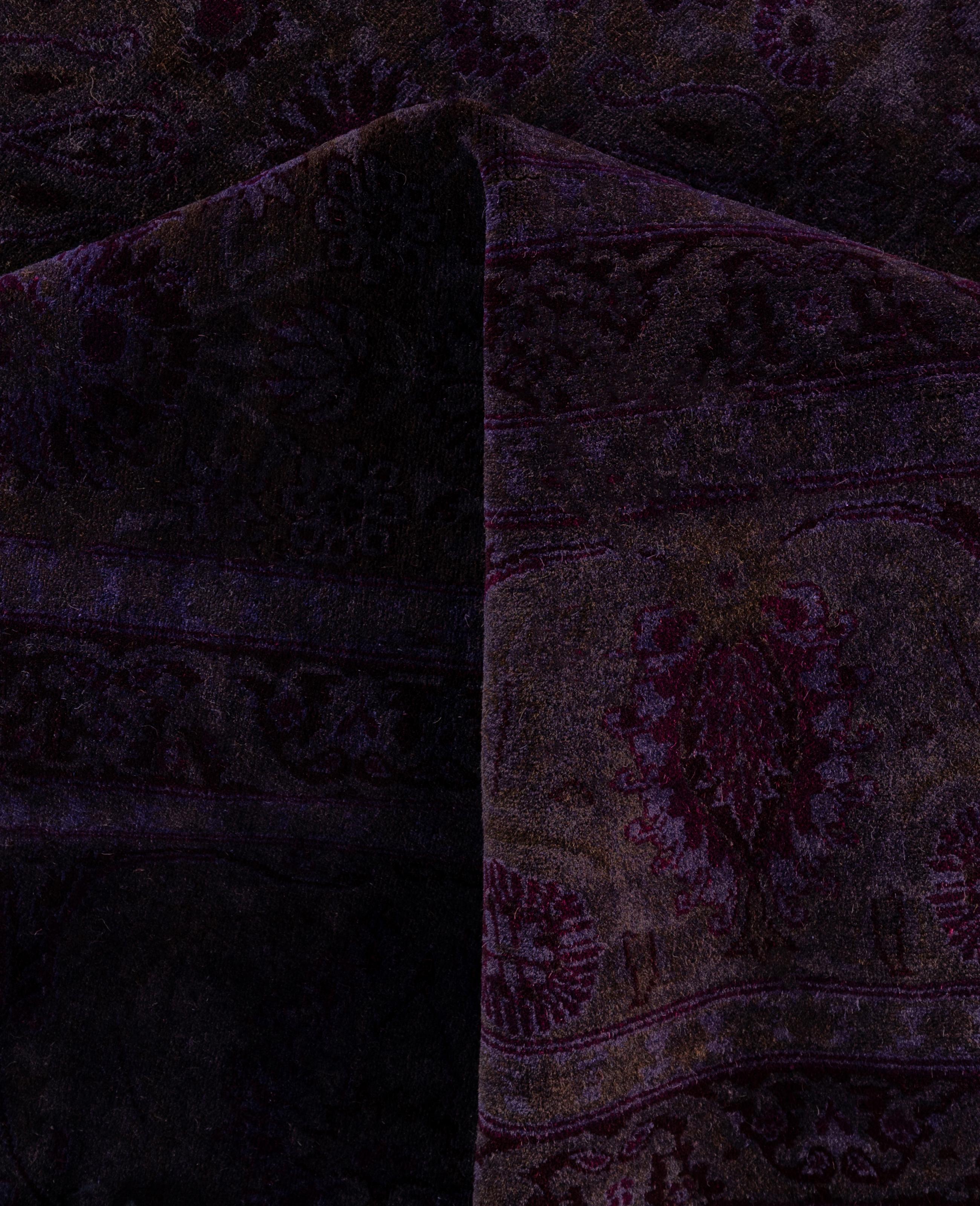 Overdyed One-of-a-Kind Wolle lila quadratischen Bereich Teppich 6' 0