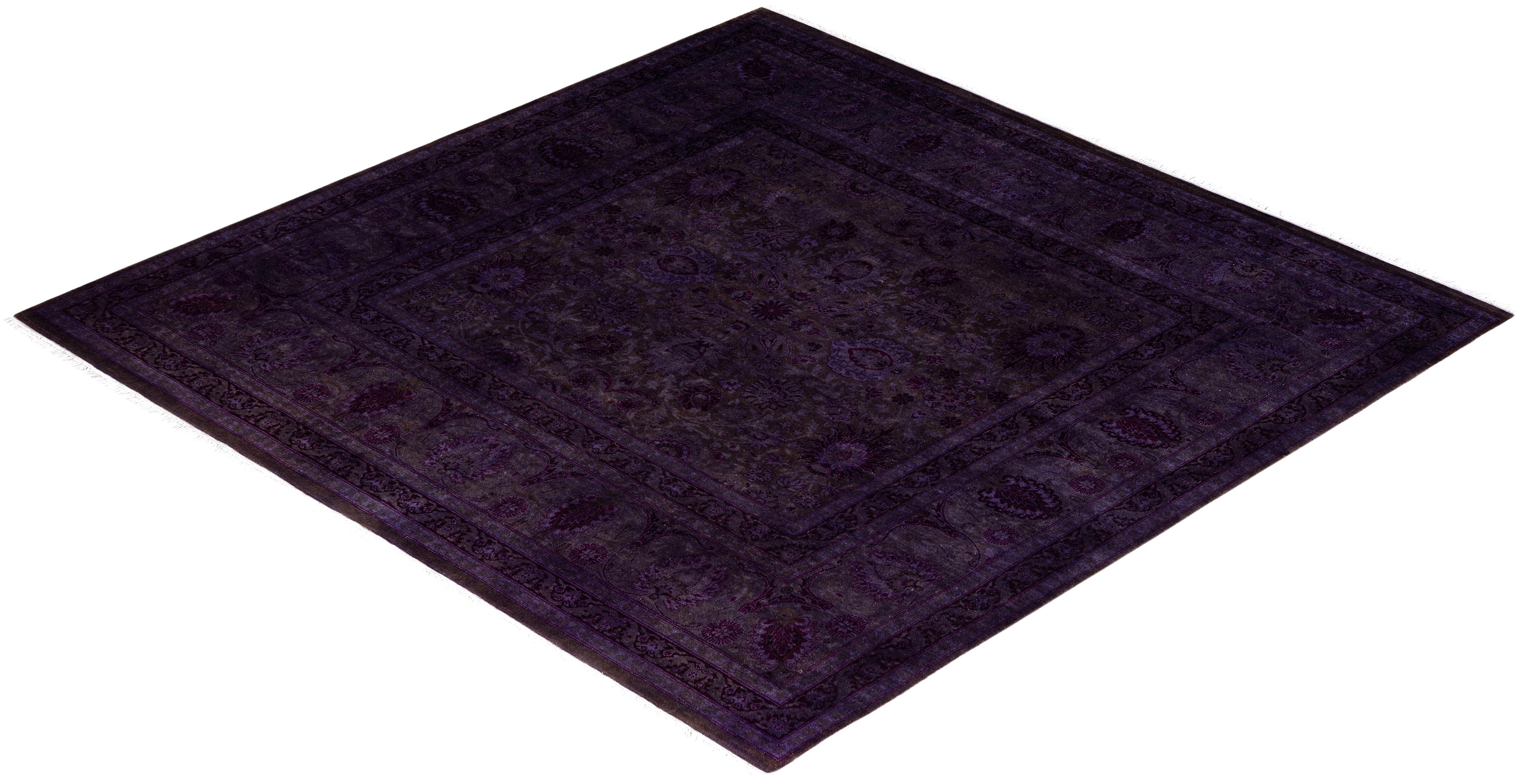 Overdyed One-of-a-Kind Wolle lila quadratischen Bereich Teppich 6' 0