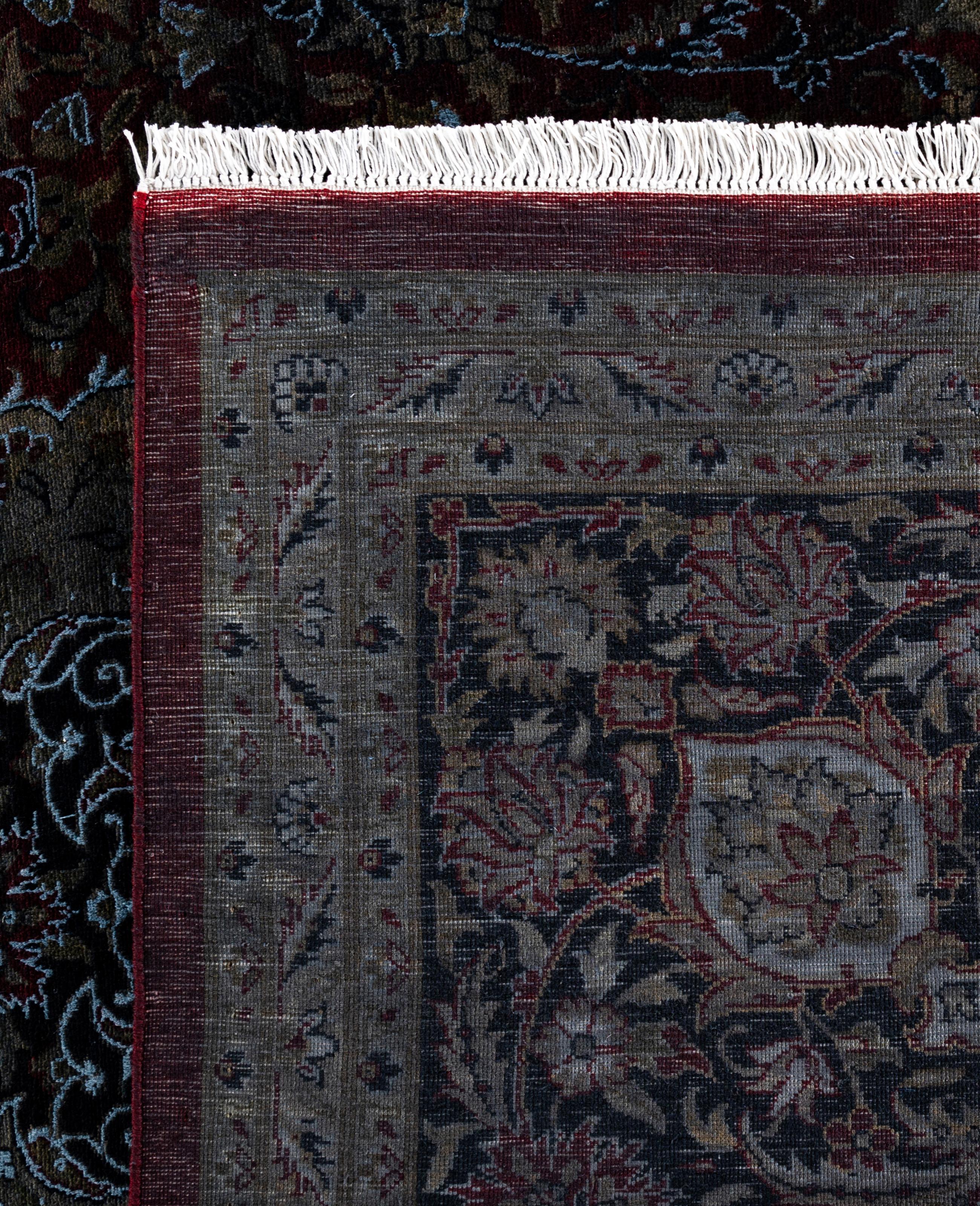 Overdyed One-of-a-Kind Wool Red Area Rug 11' 3
