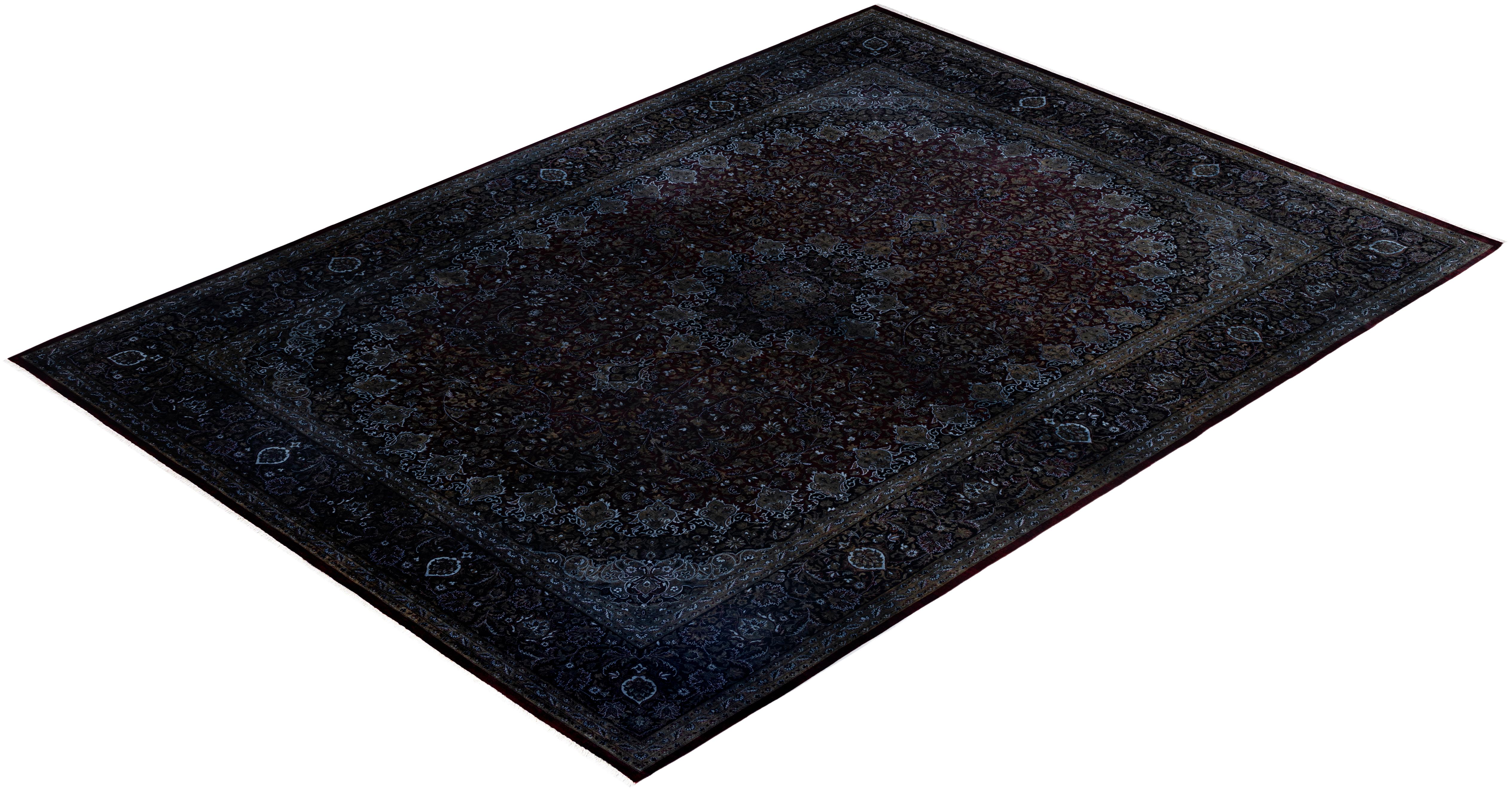 Overdyed One-of-a-Kind Wool Red Area Rug 11' 3