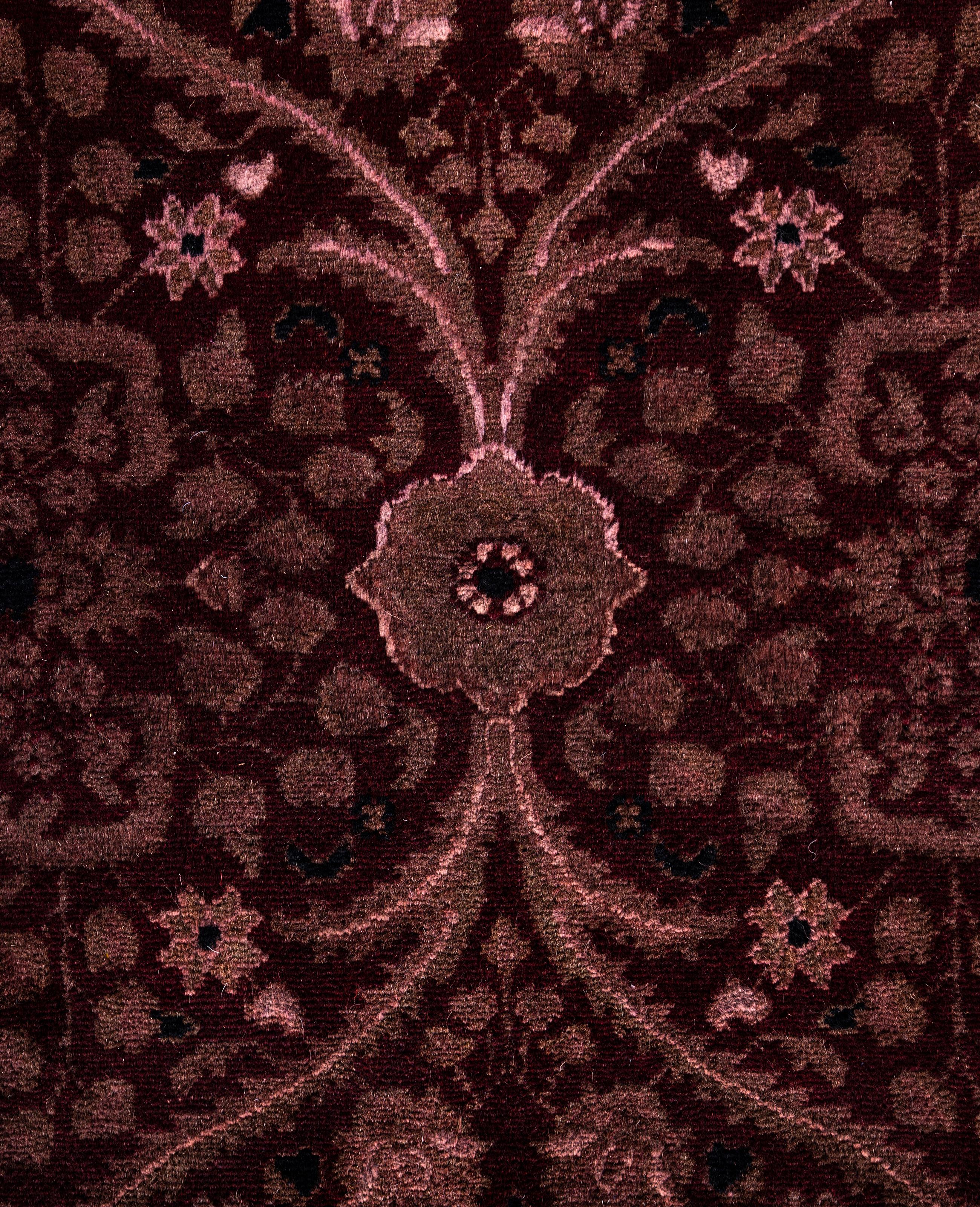 Pakistani Overdyed One-of-a-Kind Wool Red Area Rug 4' 1