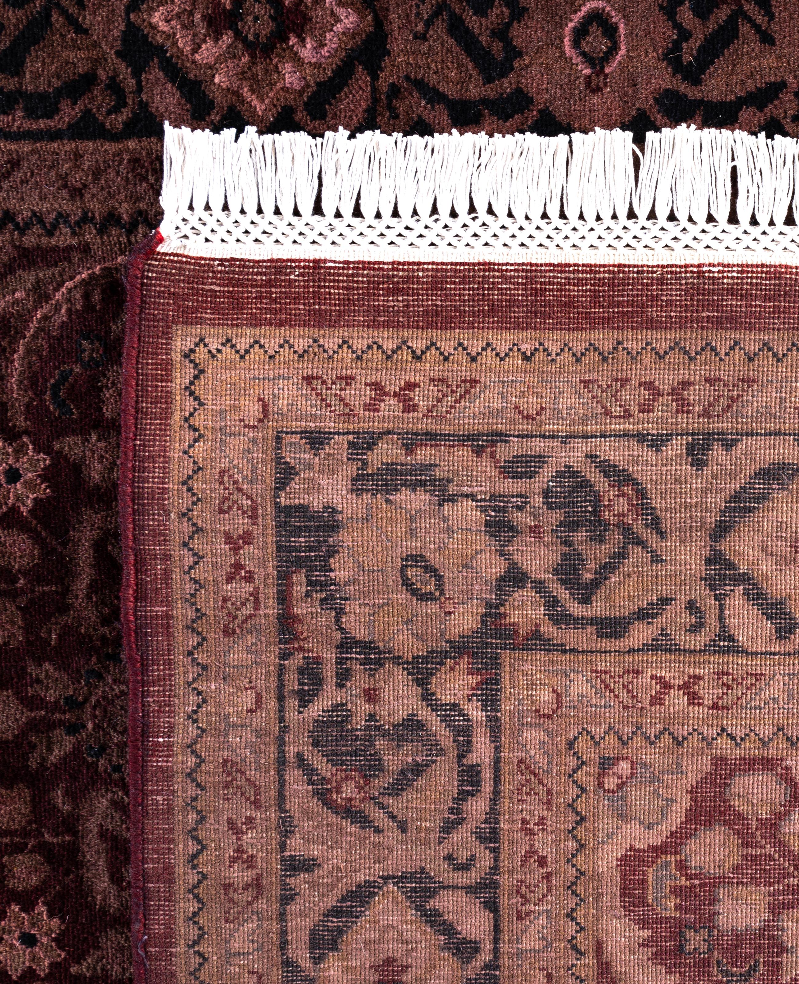 Overdyed One-of-a-Kind Wool Red Area Rug 4' 1