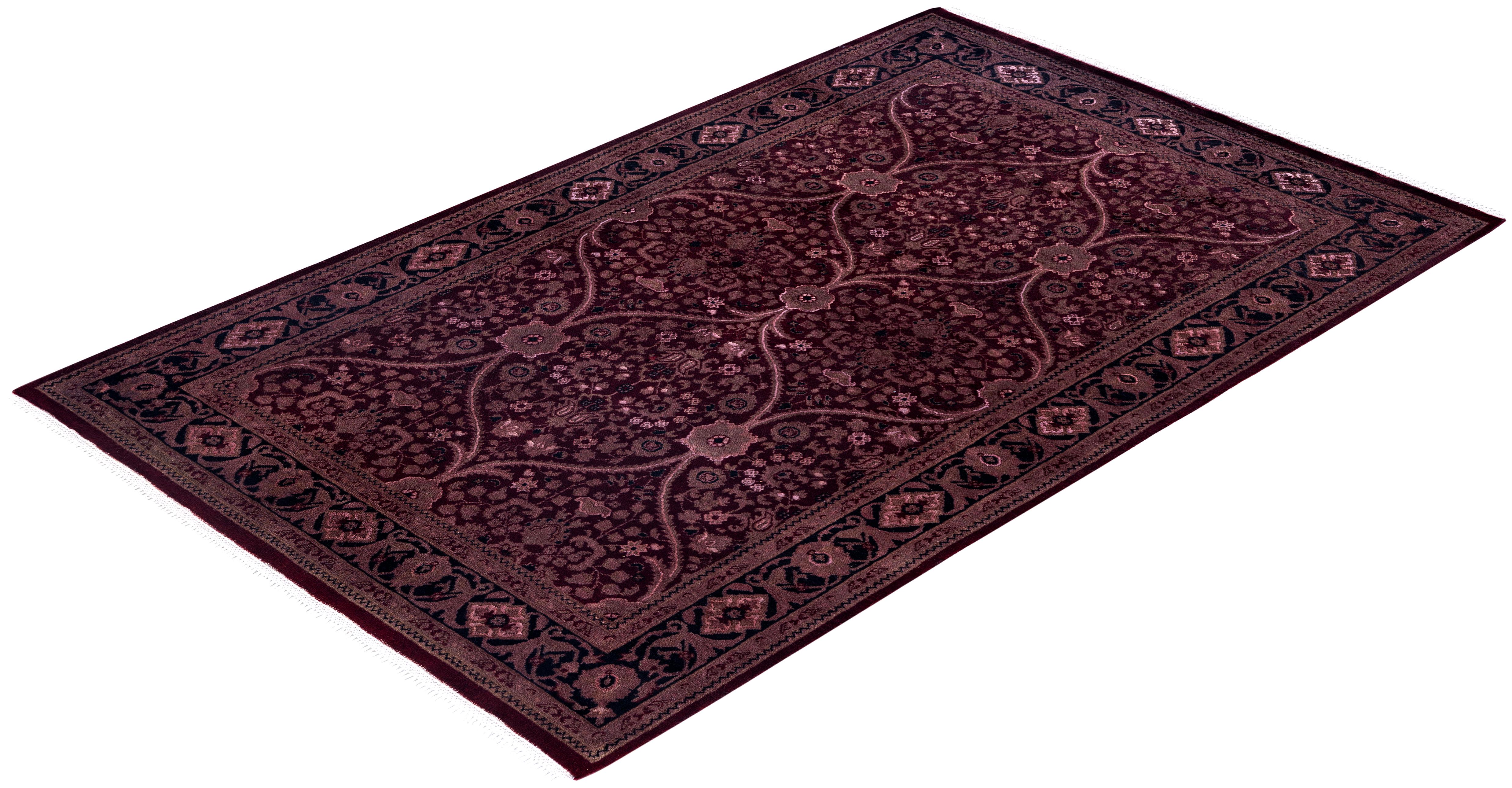 Overdyed One-of-a-Kind Wool Red Area Rug 4' 1