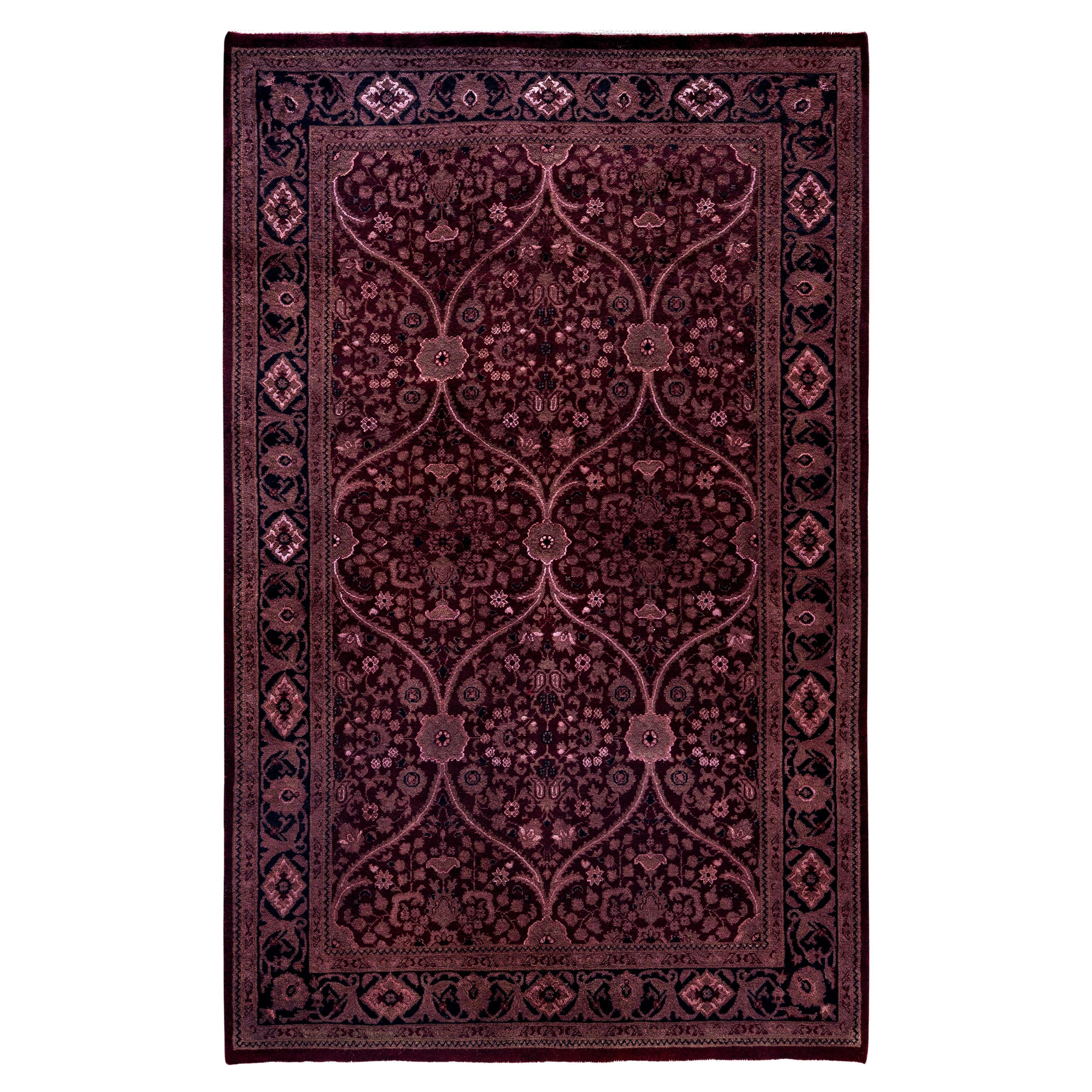 Overdyed One-of-a-Kind Wool Red Area Rug 4' 1" x 6' 4" For Sale
